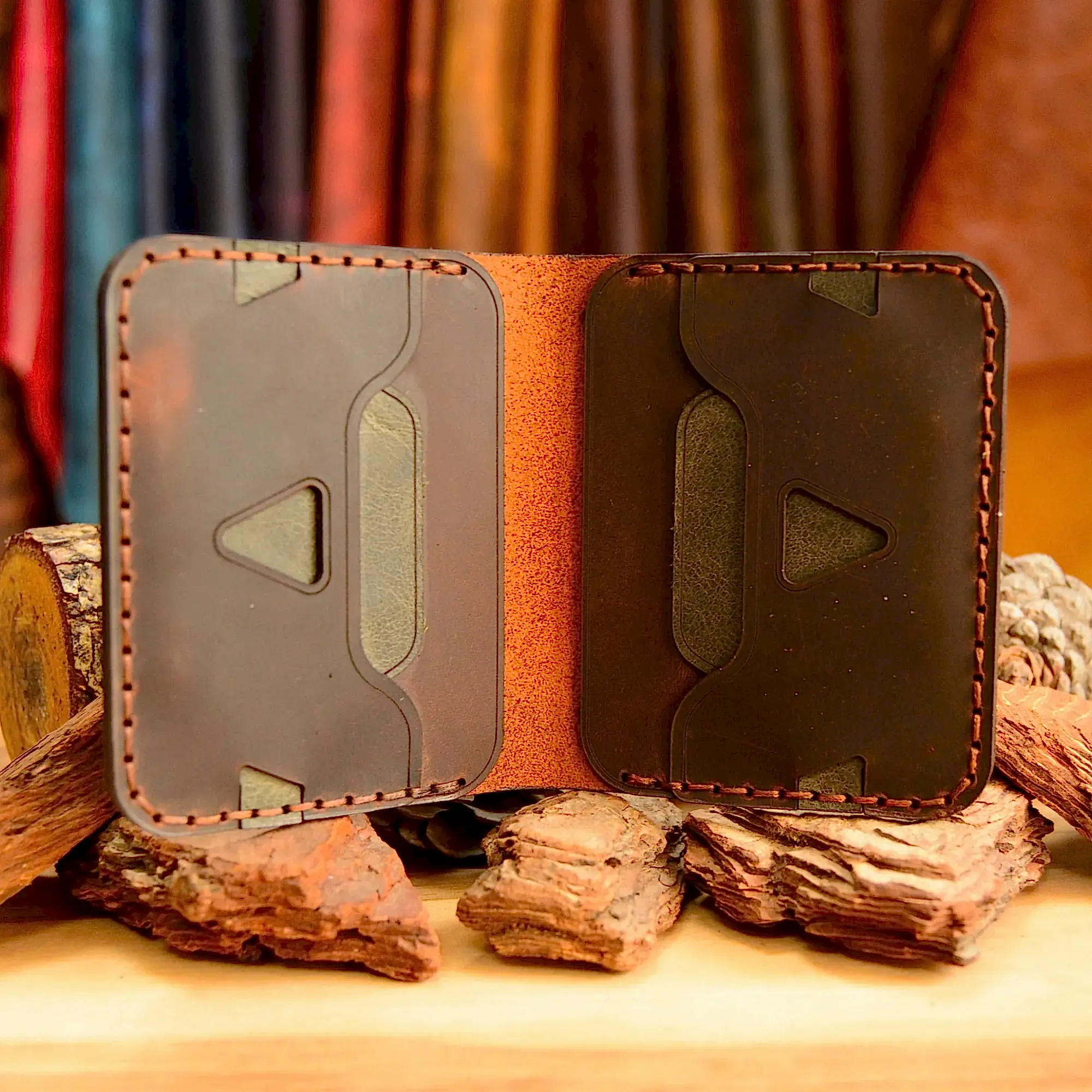 hakiki deri el yapimi double agave deri kartlık