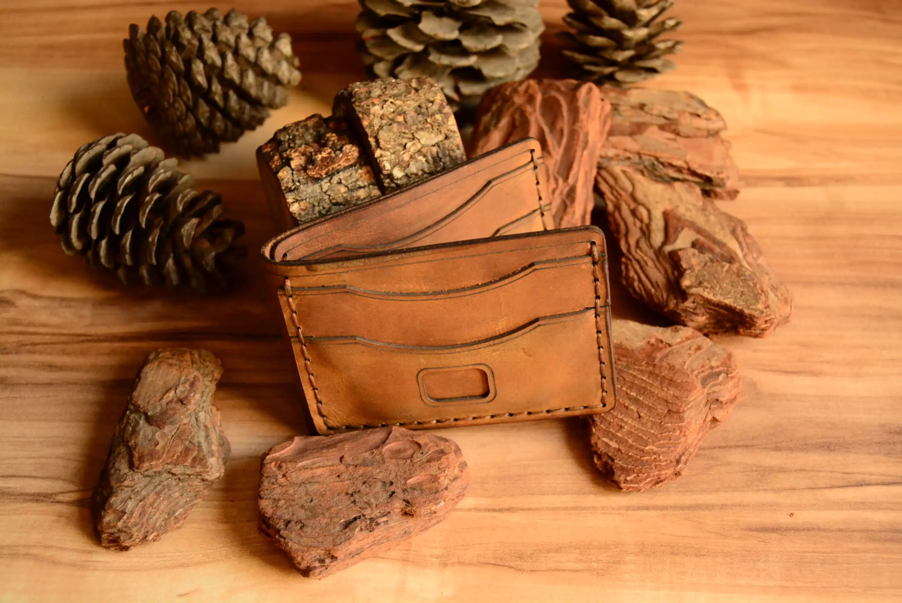 Double Palm Kartlık Hakiki Deri El Yapımı