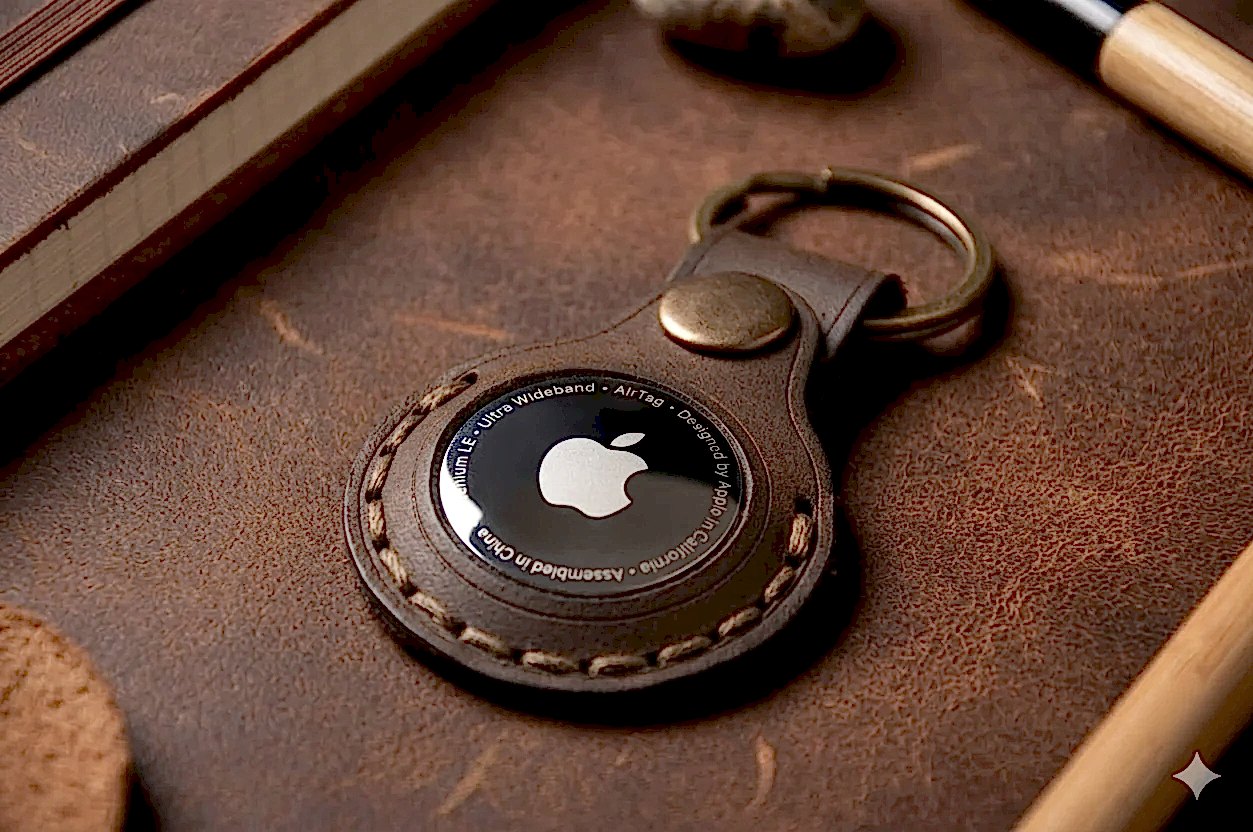 AirTag Uyumlu Deri Anahtarlık Hakiki Deri El Yapımı