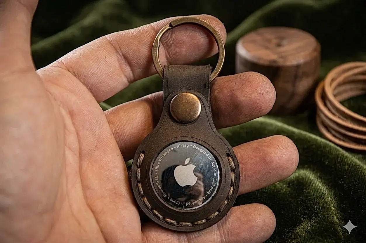 AirTag Uyumlu Deri Anahtarlık Hakiki Deri El Yapımı