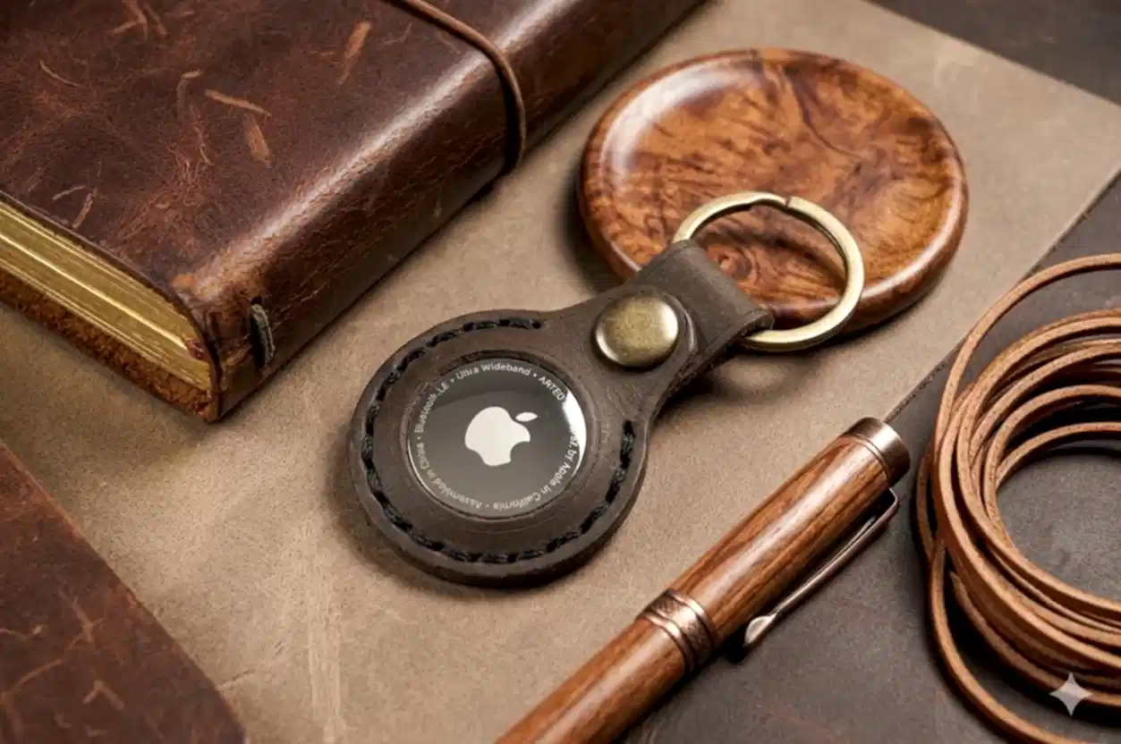 AirTag Uyumlu Deri Anahtarlık Hakiki Deri El Yapımı