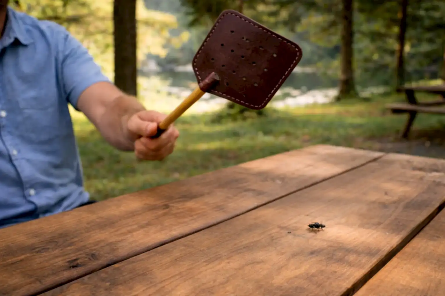 hakiki deri el yapimi sinek sopası deri ahşap saplı premium(fly swatter)
