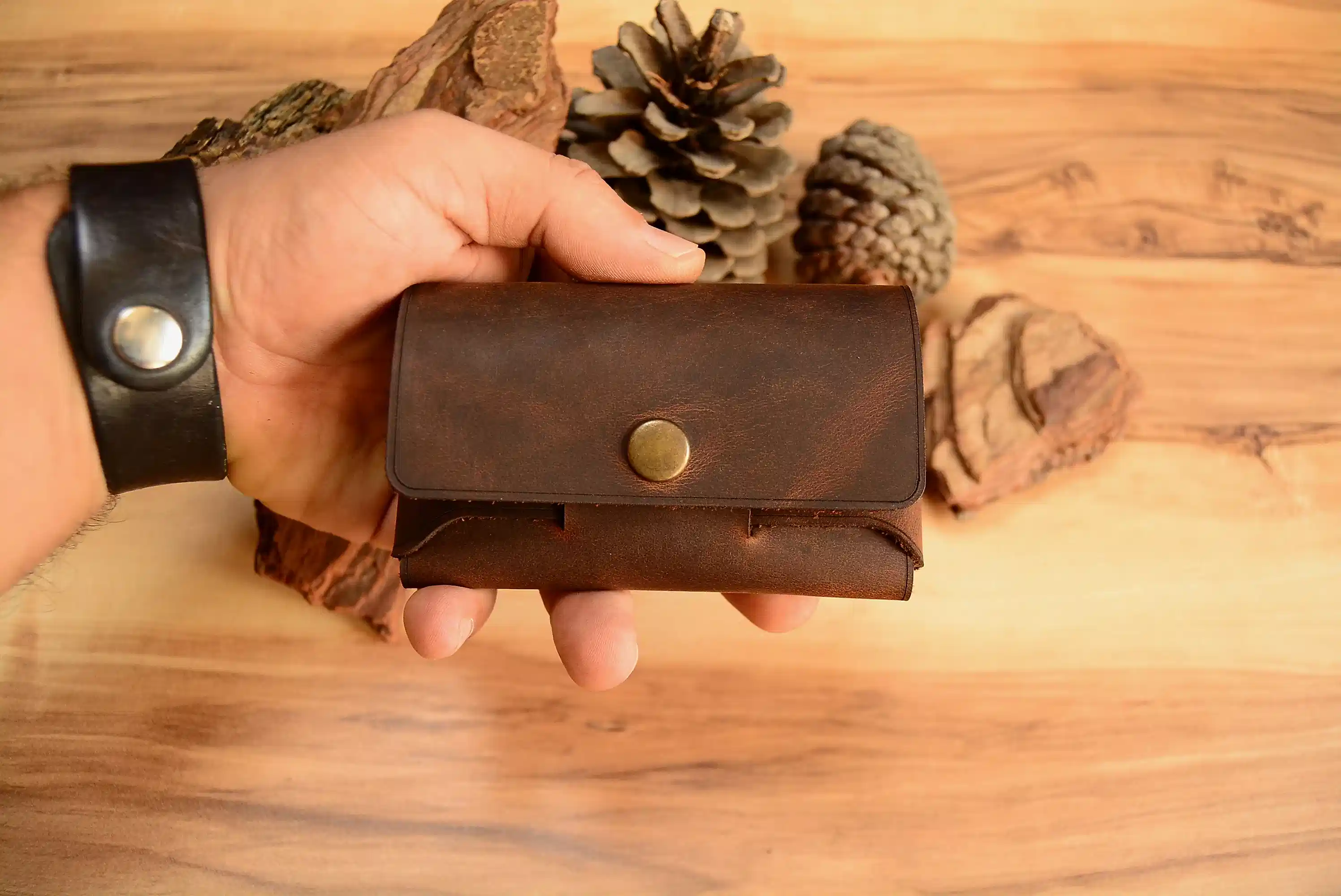 Epafos Kartlık Kapaklı Tasarım Hakiki Deri El Yapımı