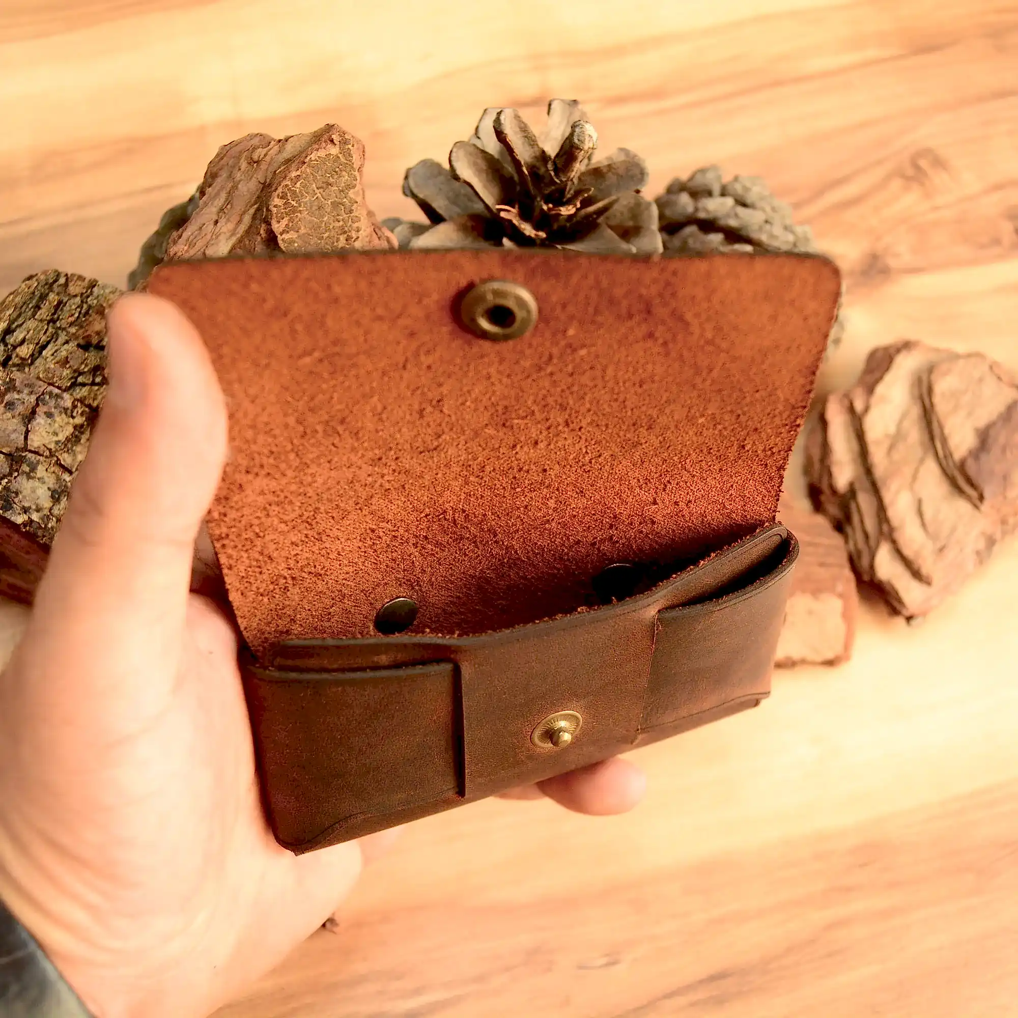 Epafos Kartlık Kapaklı Tasarım Hakiki Deri El Yapımı