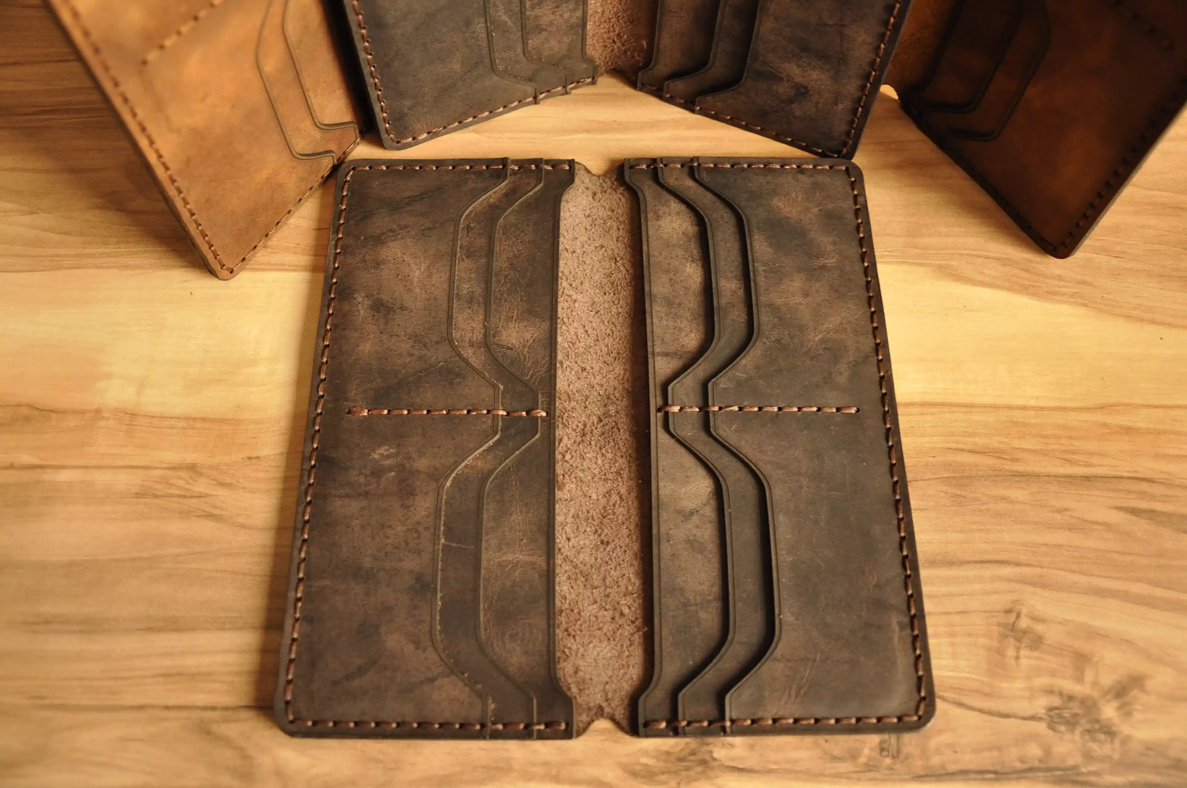 hakiki deri el yapimi erebus deri uzun cüzdan