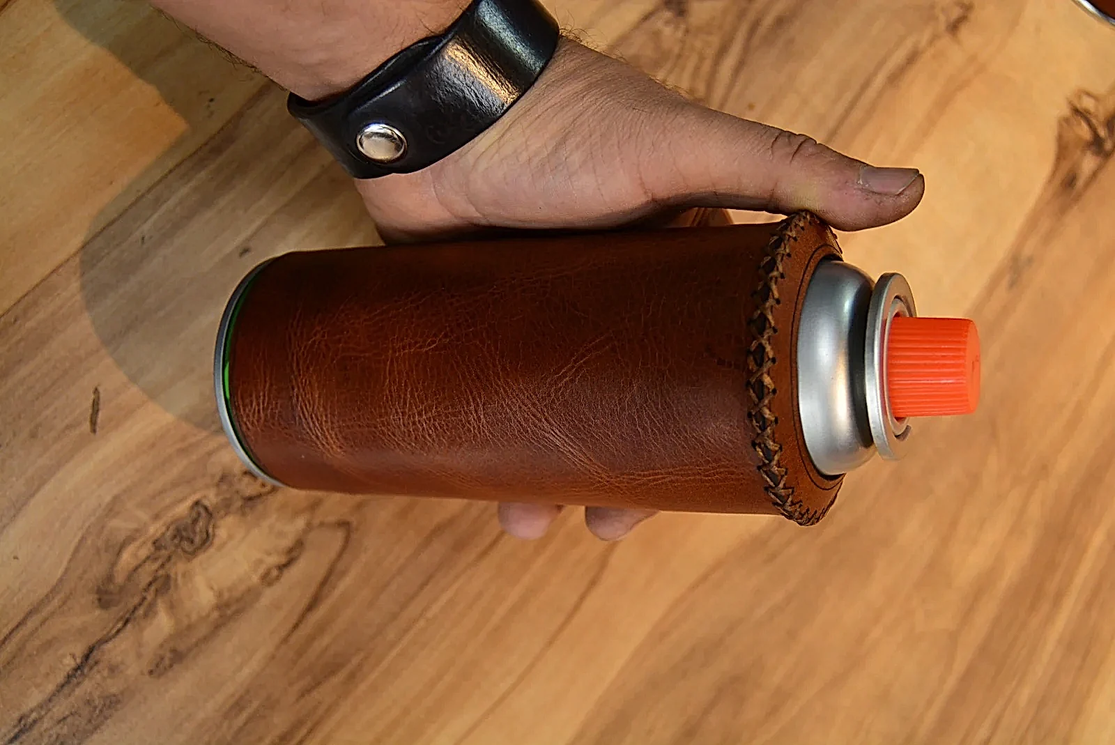 Hakiki Deri Gaz Kartuş Kılıfı El Yapımı 500 ml Uyumlu