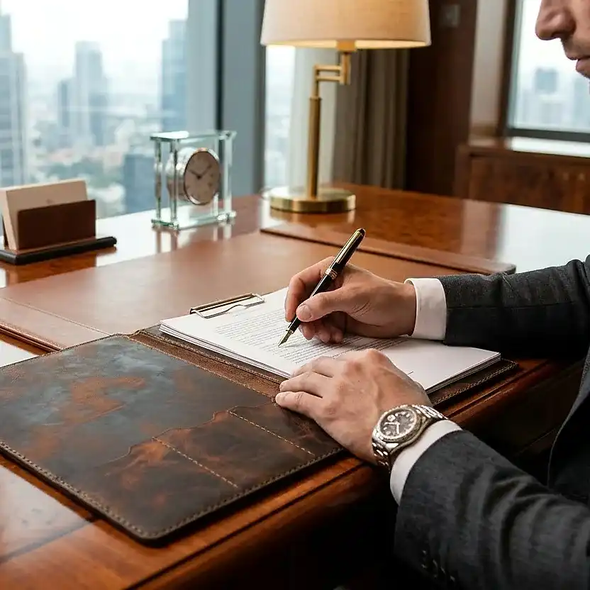 hakiki deri el yapimi hakiki deri a4 sekreterlik & clipboard – kapaklı, metal kıskaçlı, ahşap dolgulu organizer