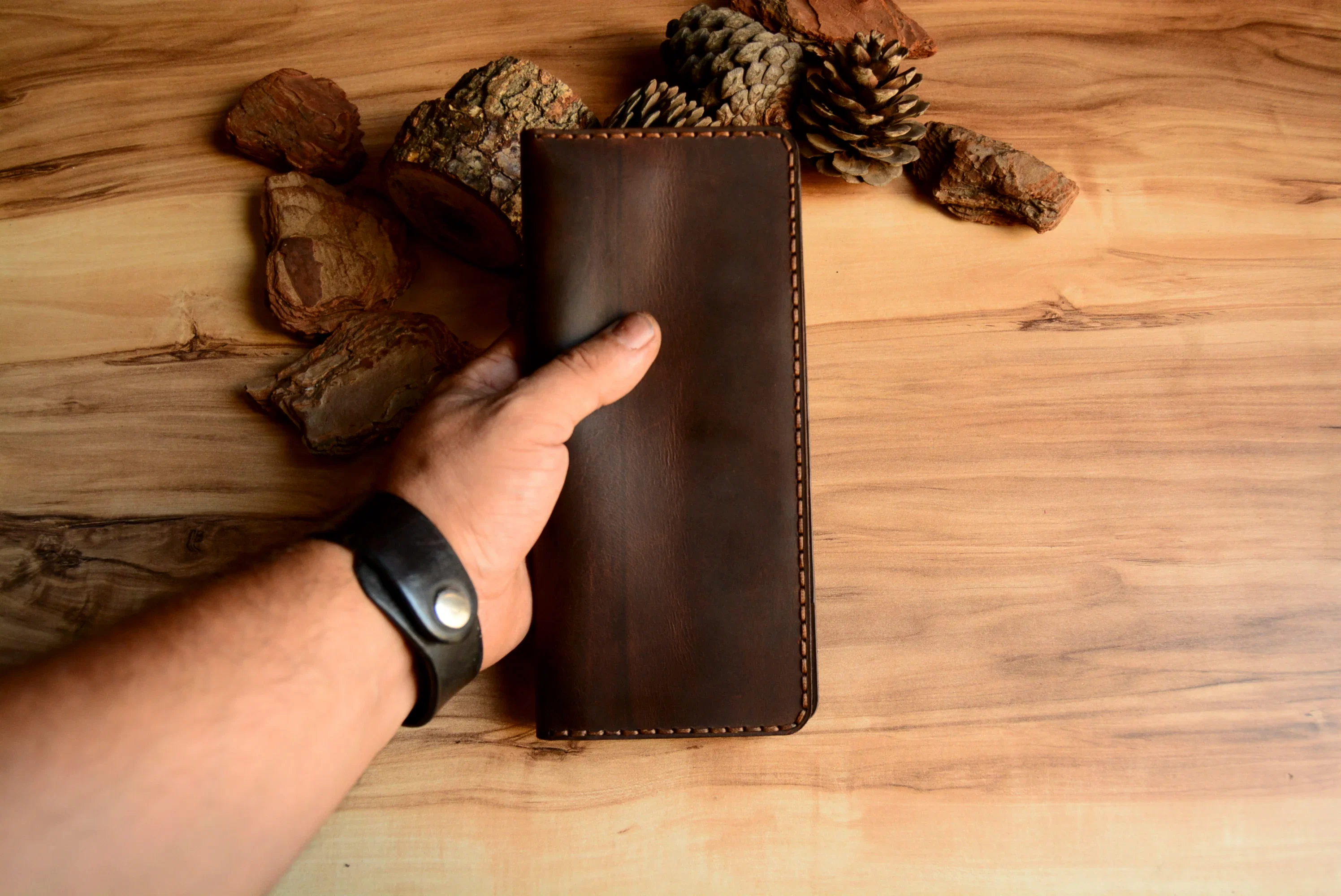 Geo Uzun Cüzdan Hakiki Deri El Yapımı