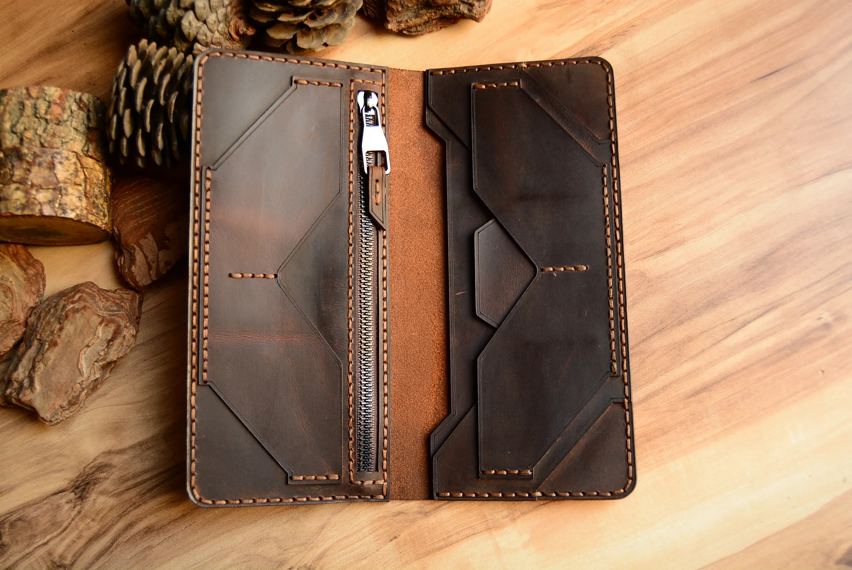 hakiki deri el yapimi geo uzun deri uzun cüzdan