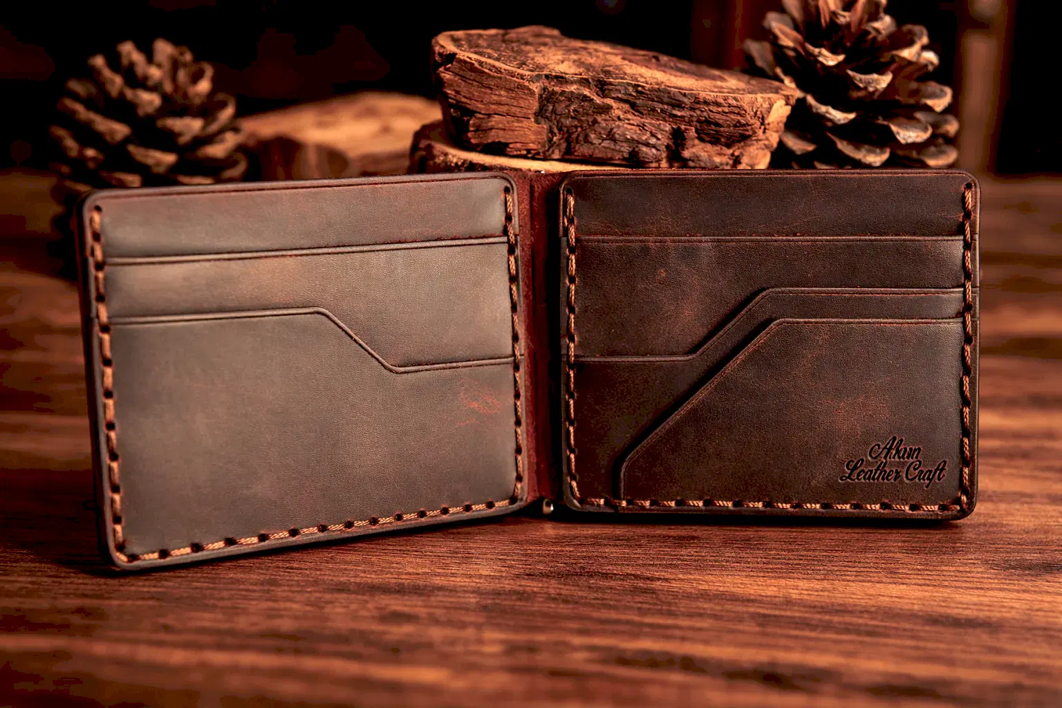 Girit Klipsli Cüzdan Katlanır Tasarım Hakiki Deri El Yapımı