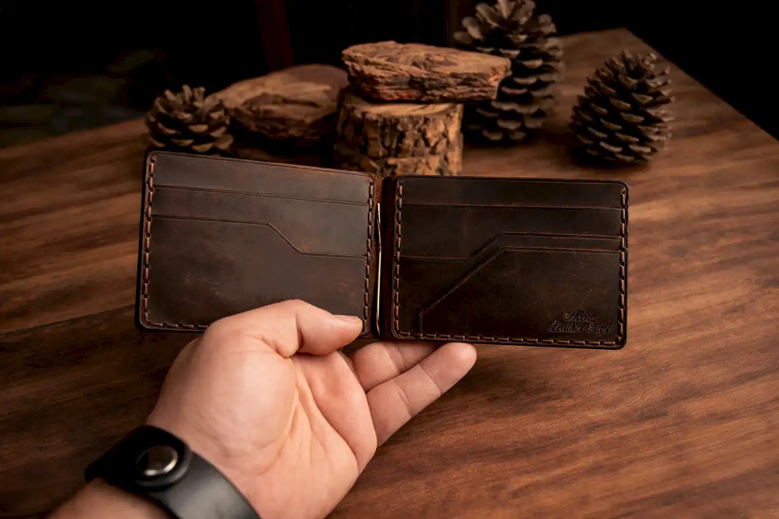 hakiki deri el yapimi girit klipsli deri cüzdan