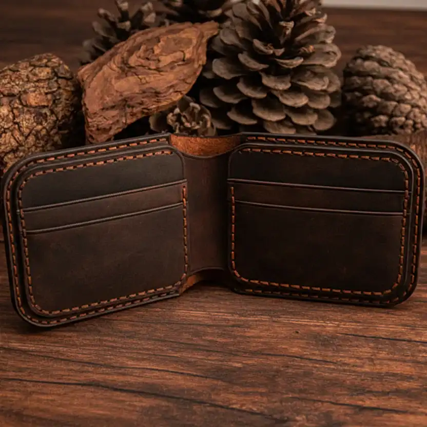 Gladiator Cüzdan Bifold Çıtçıtlı Tasarım Hakiki Deri El Yapımı