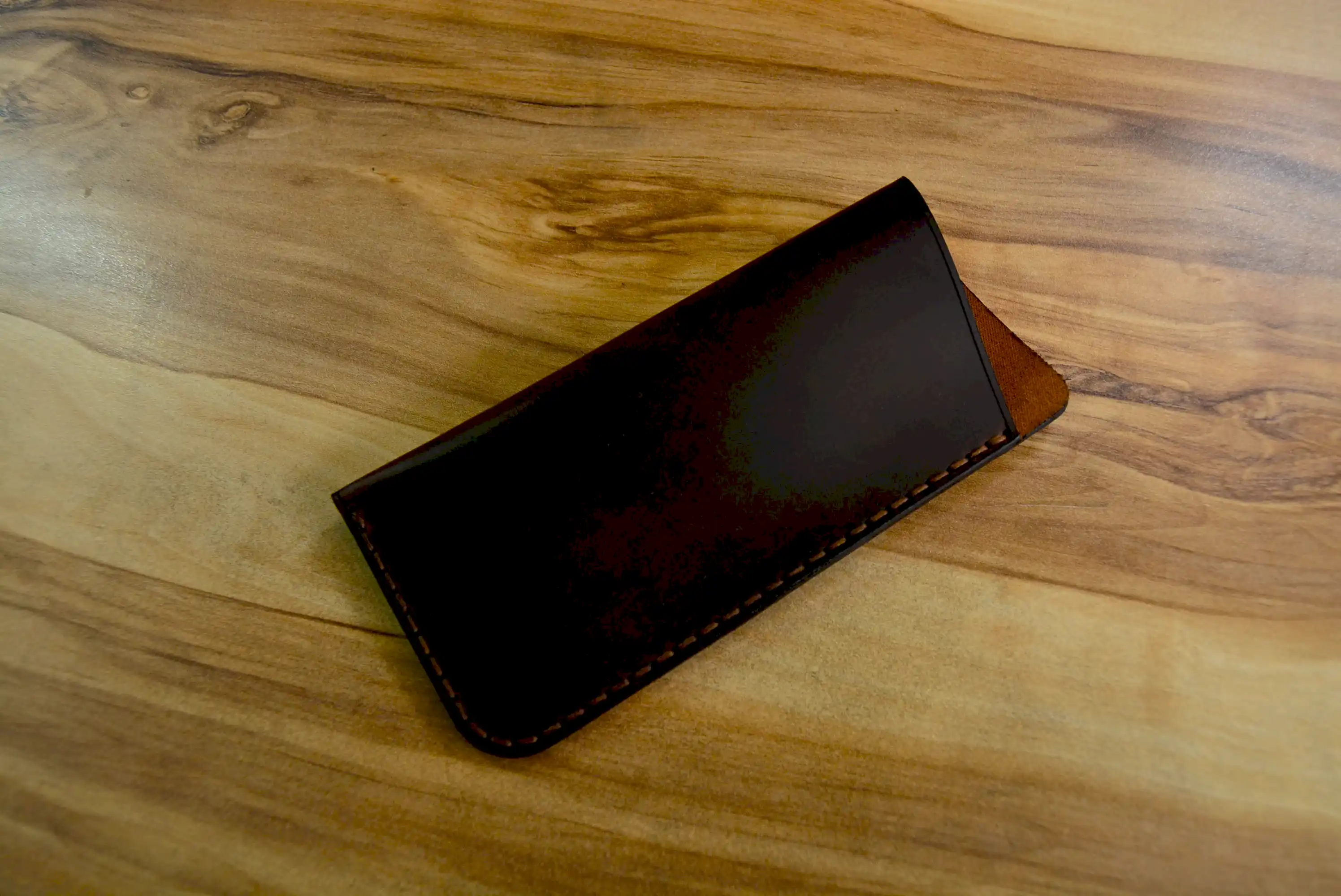 Okuma Gözlük Kılıfı V-4 El Yapımı Hakiki Deri Kapaksız