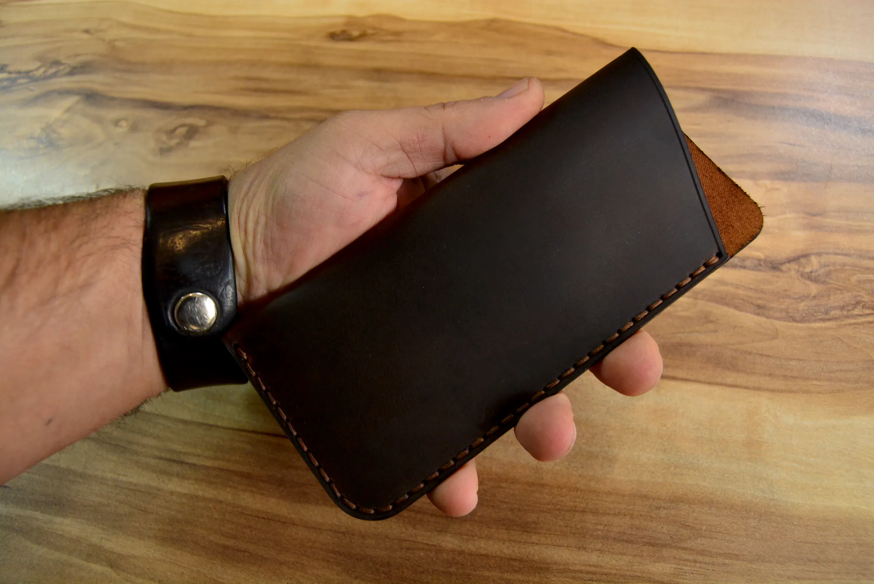 Okuma Gözlük Kılıfı V-4 El Yapımı Hakiki Deri Kapaksız