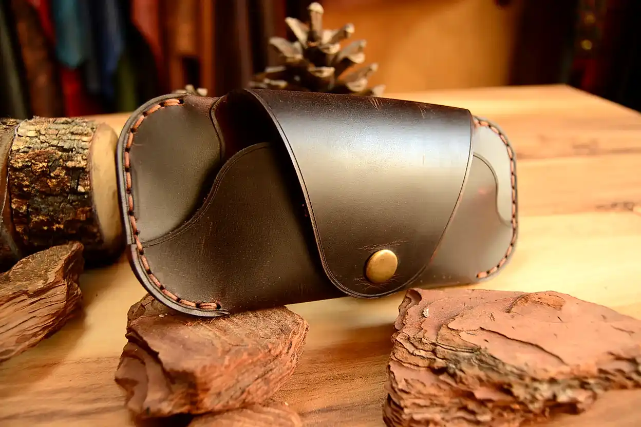 hakiki deri el yapimi gözlük kılıfı v-5 deri