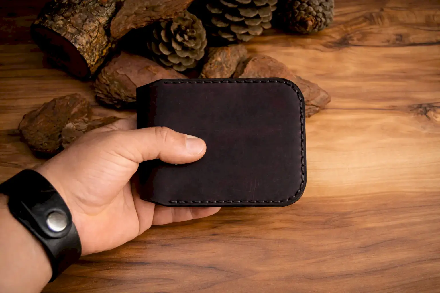 Hector V-1 Cüzdan Katlanır Tasarım Hakiki Deri El Yapımı