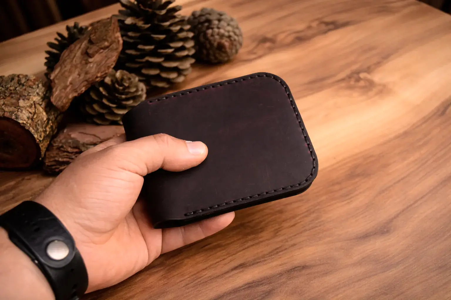 Hector V-1 Cüzdan Katlanır Tasarım Hakiki Deri El Yapımı