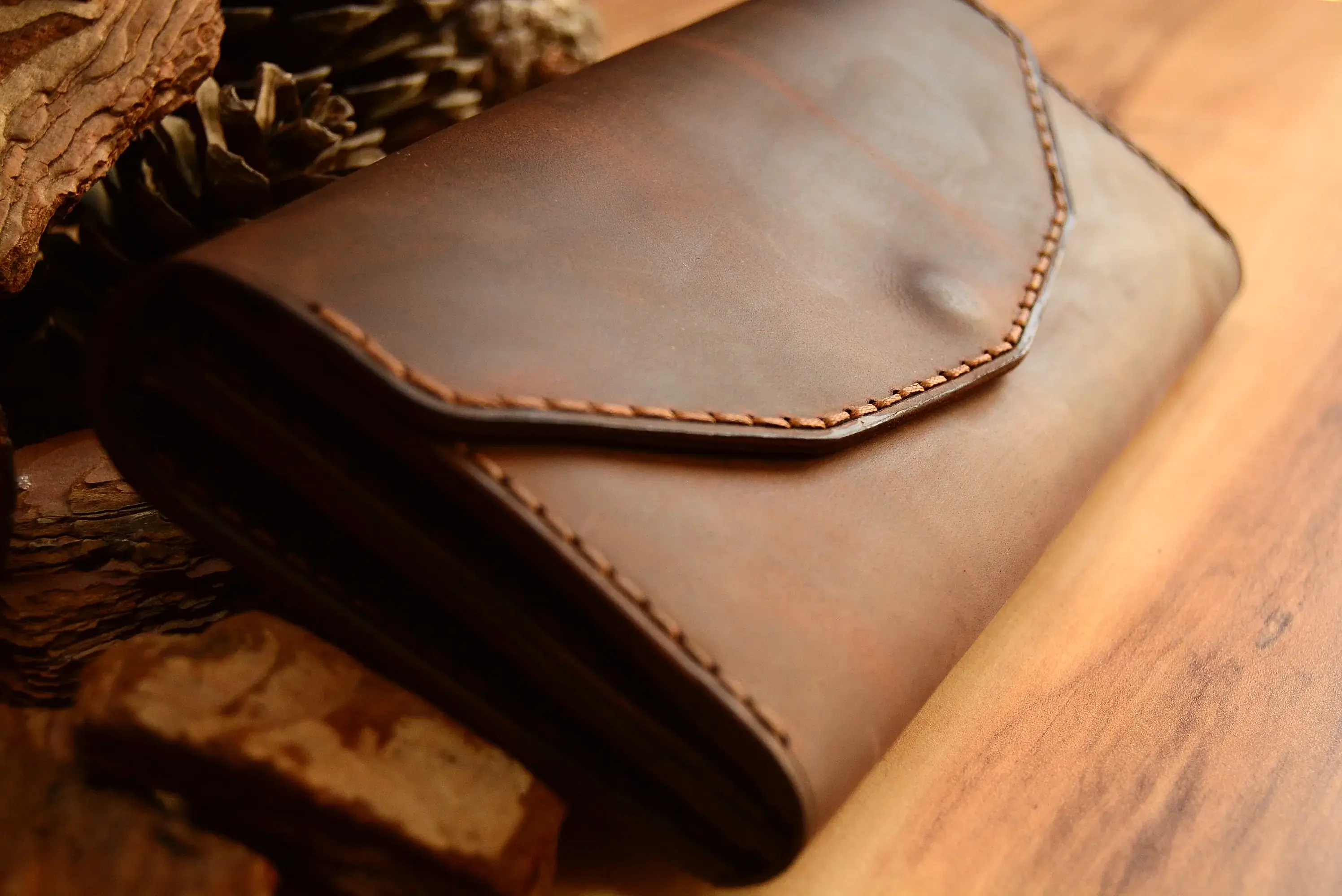 Helen Yatay V1 Uzun Cüzdan Hakiki Deri El Yapımı