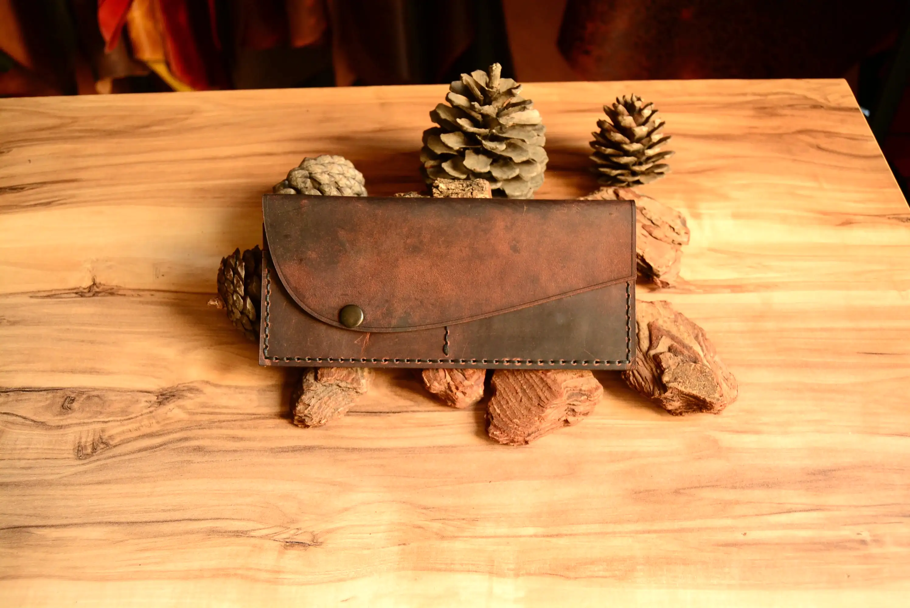 Hera Yatay Cüzdan Hakiki Deri El Yapımı