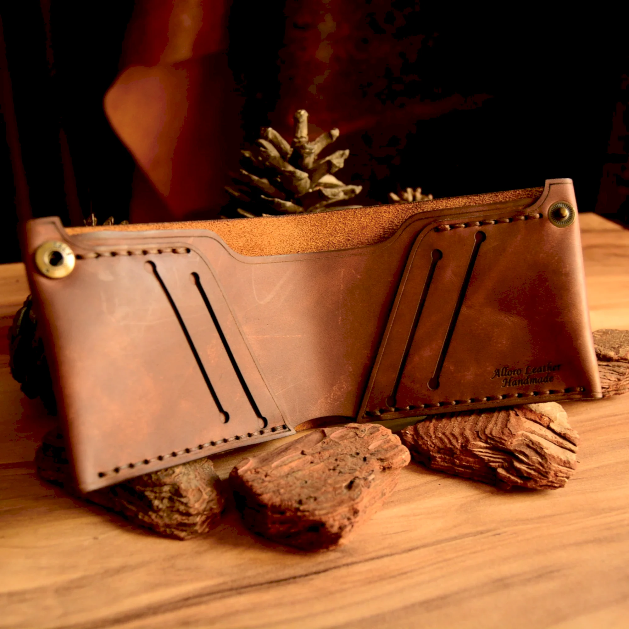 Hermes Cüzdan Katlanır Tasarım Hakiki Deri El Yapımı