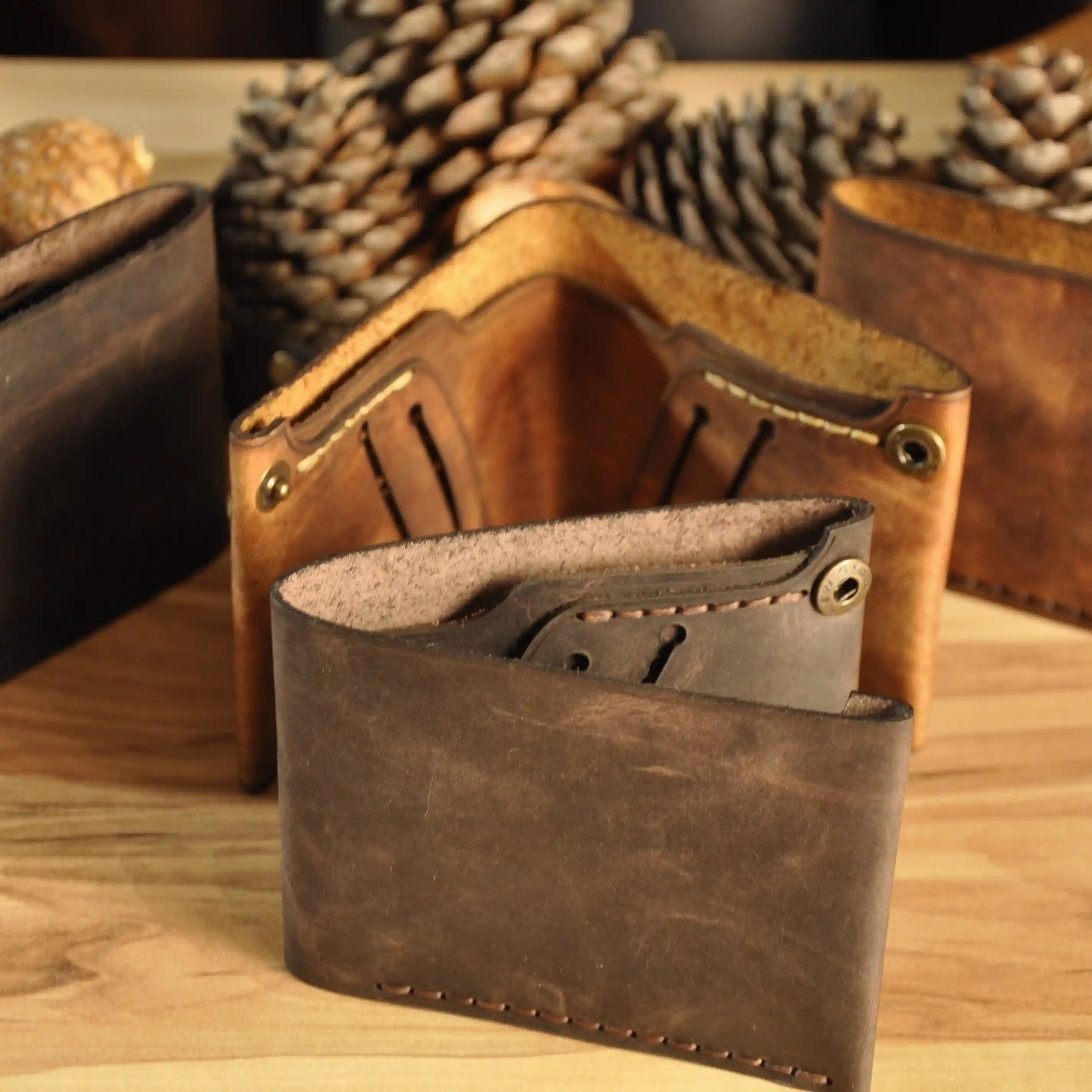 Hermes Cüzdan Katlanır Tasarım Hakiki Deri El Yapımı