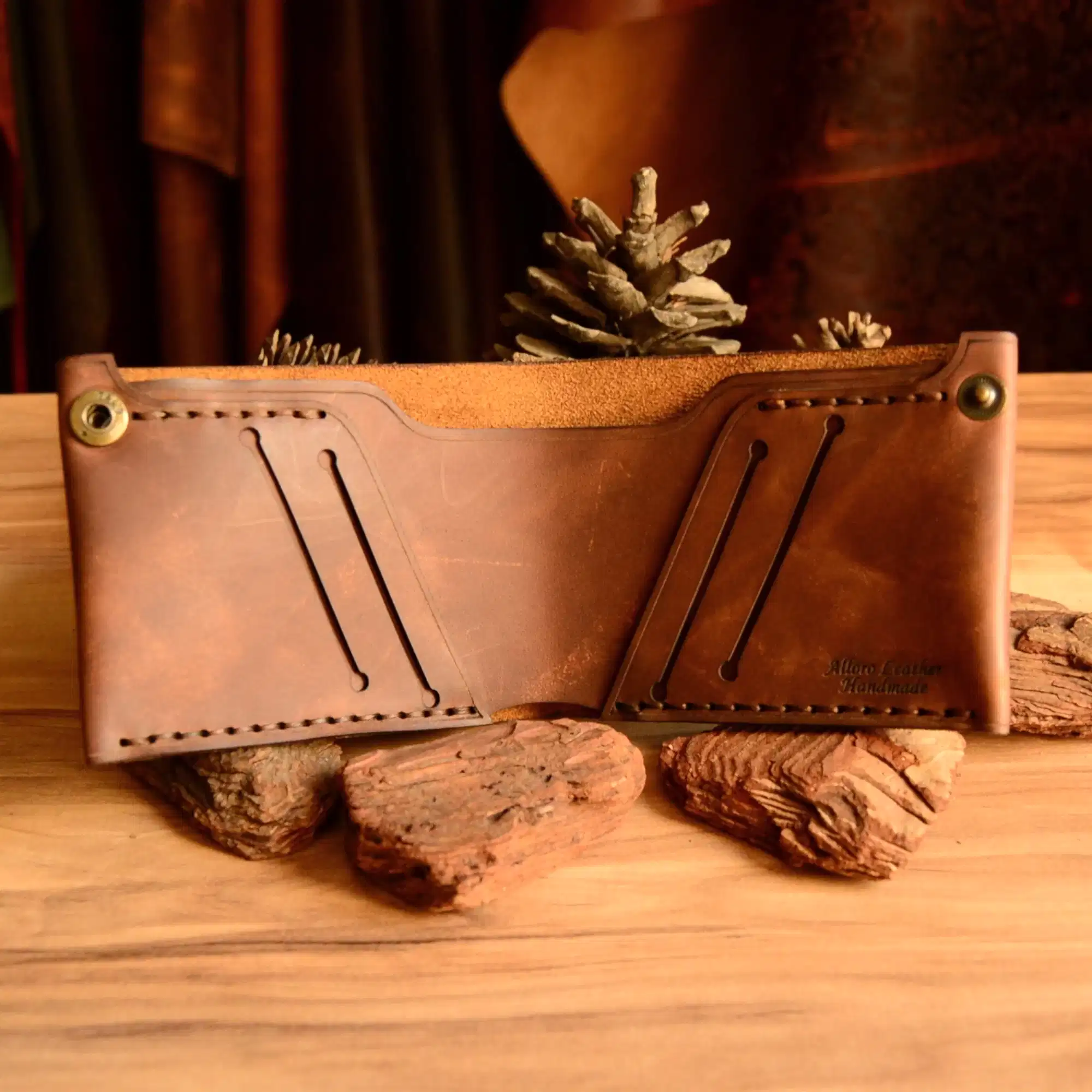 hakiki deri el yapimi hermes bifold deri cüzdan