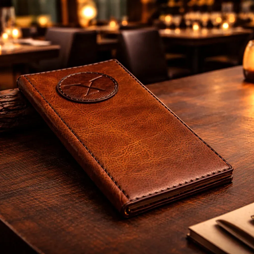 Hakiki Deri Hesap Sümeni Adisyonluk El Dikişi 2 Bölmeli