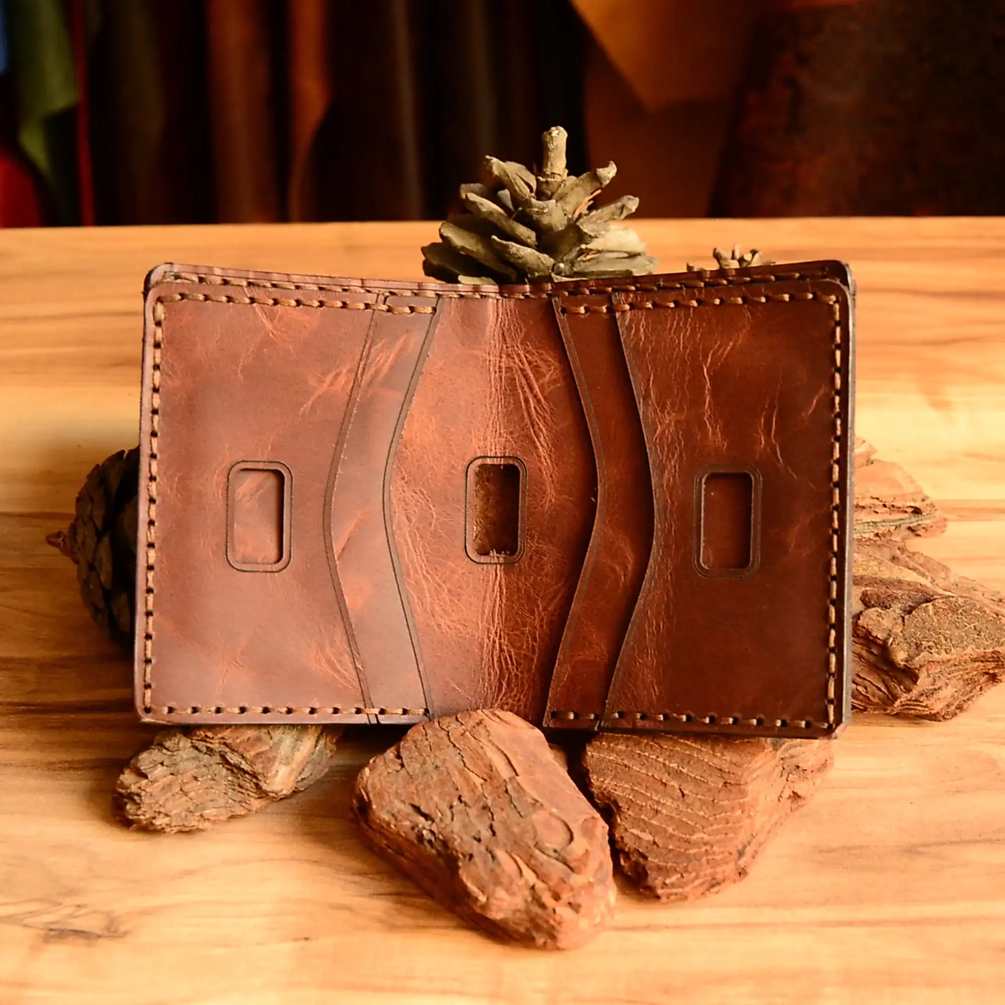 hakiki deri el yapimi ikarus bifold deri cüzdan