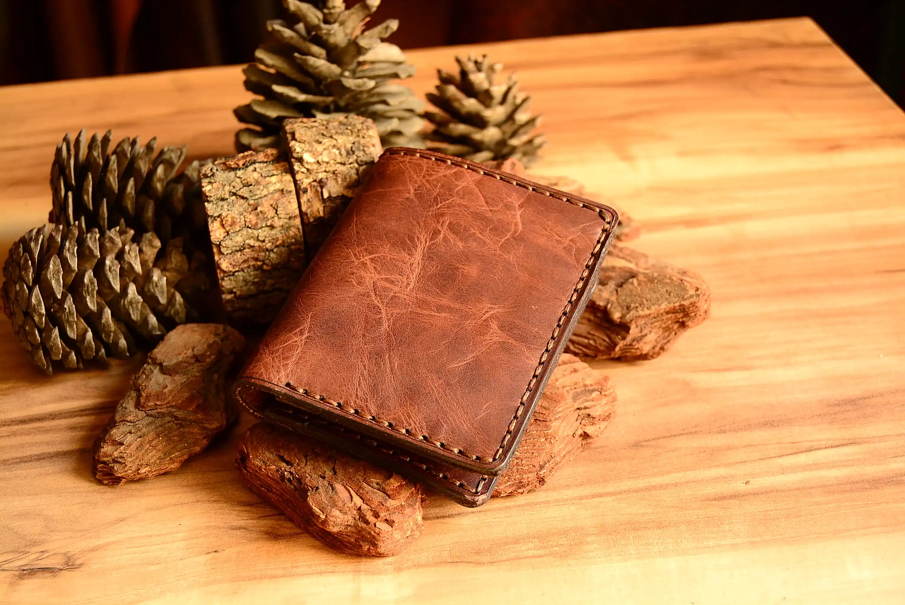 İkarus Cüzdan Bifold Tasarım Hakiki Deri El Yapımı