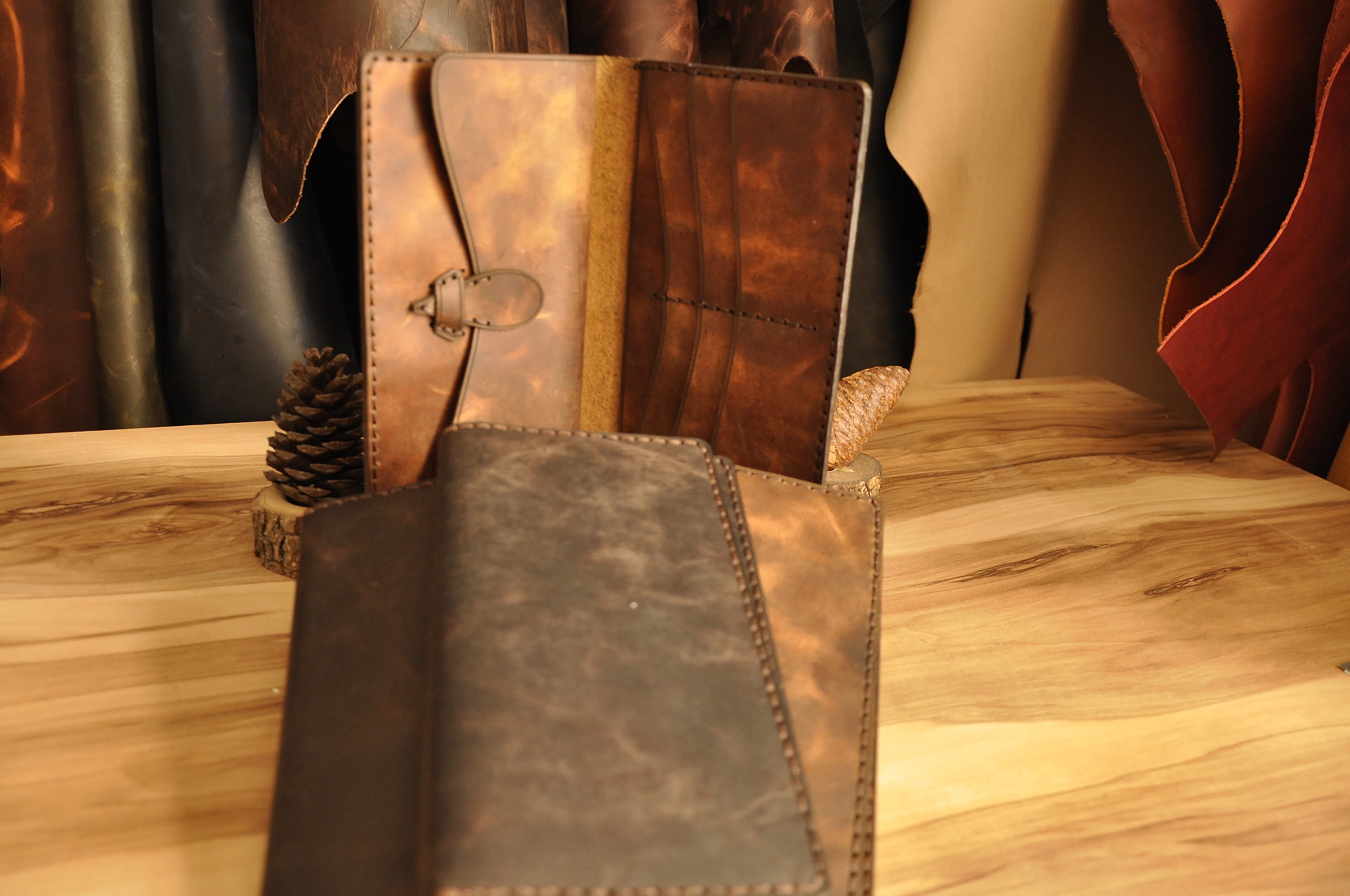 Imera Uzun Cüzdan Hakiki Deri El Yapımı