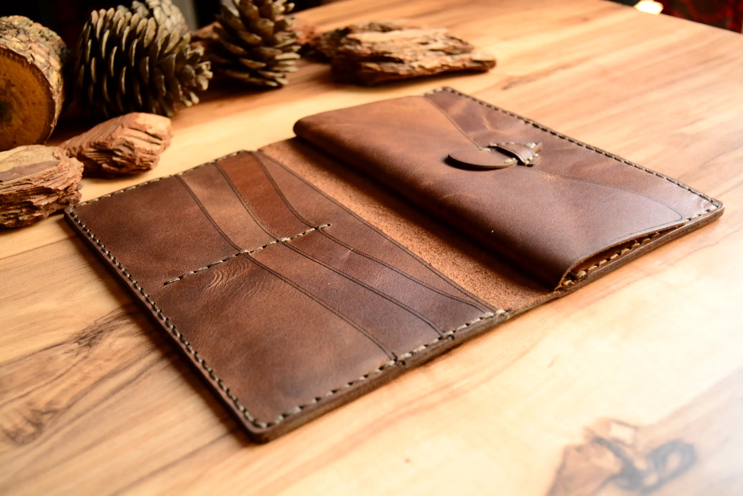 Imera Uzun Cüzdan Hakiki Deri El Yapımı