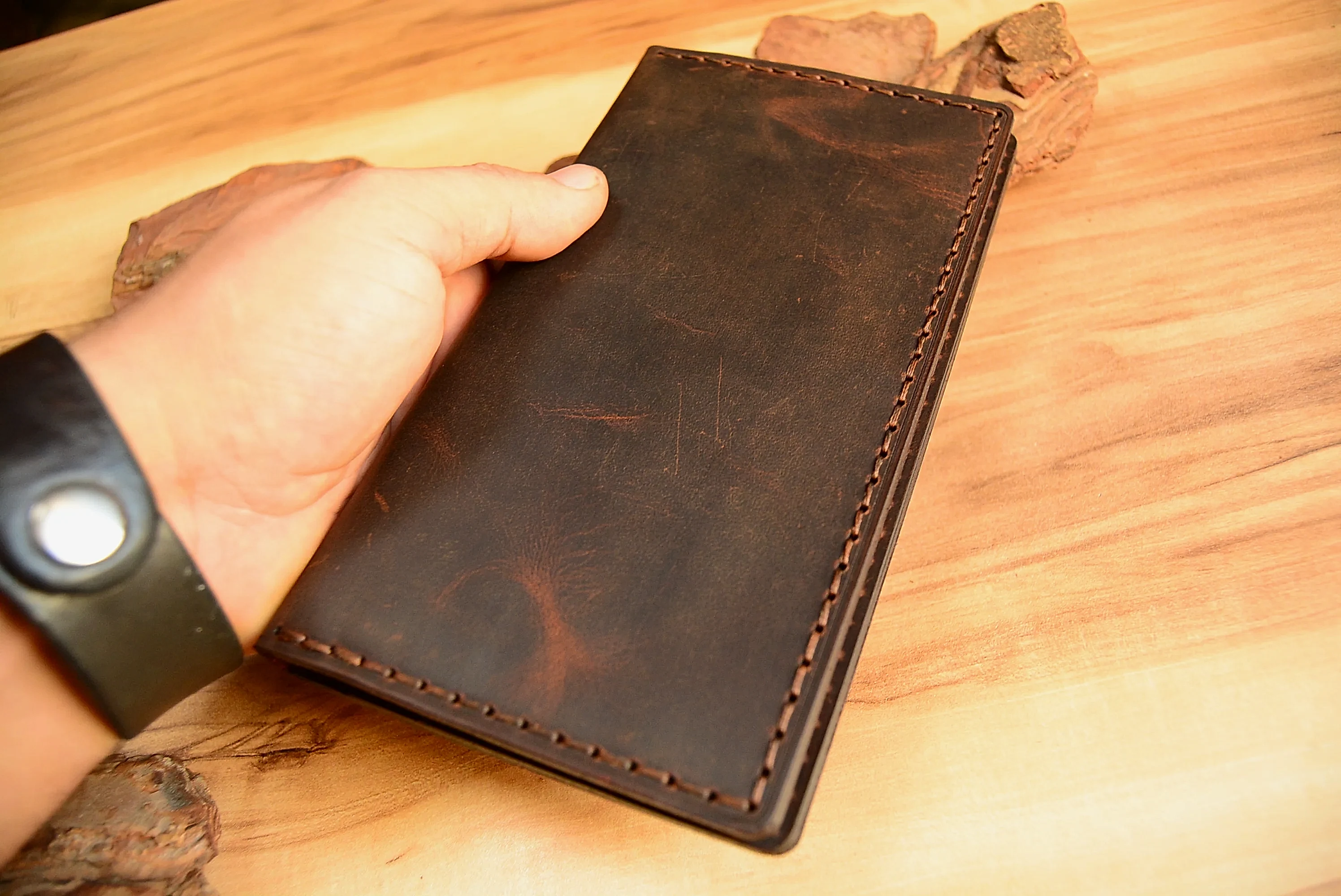 Iperion Uzun Cüzdan Hakiki Deri El Yapımı