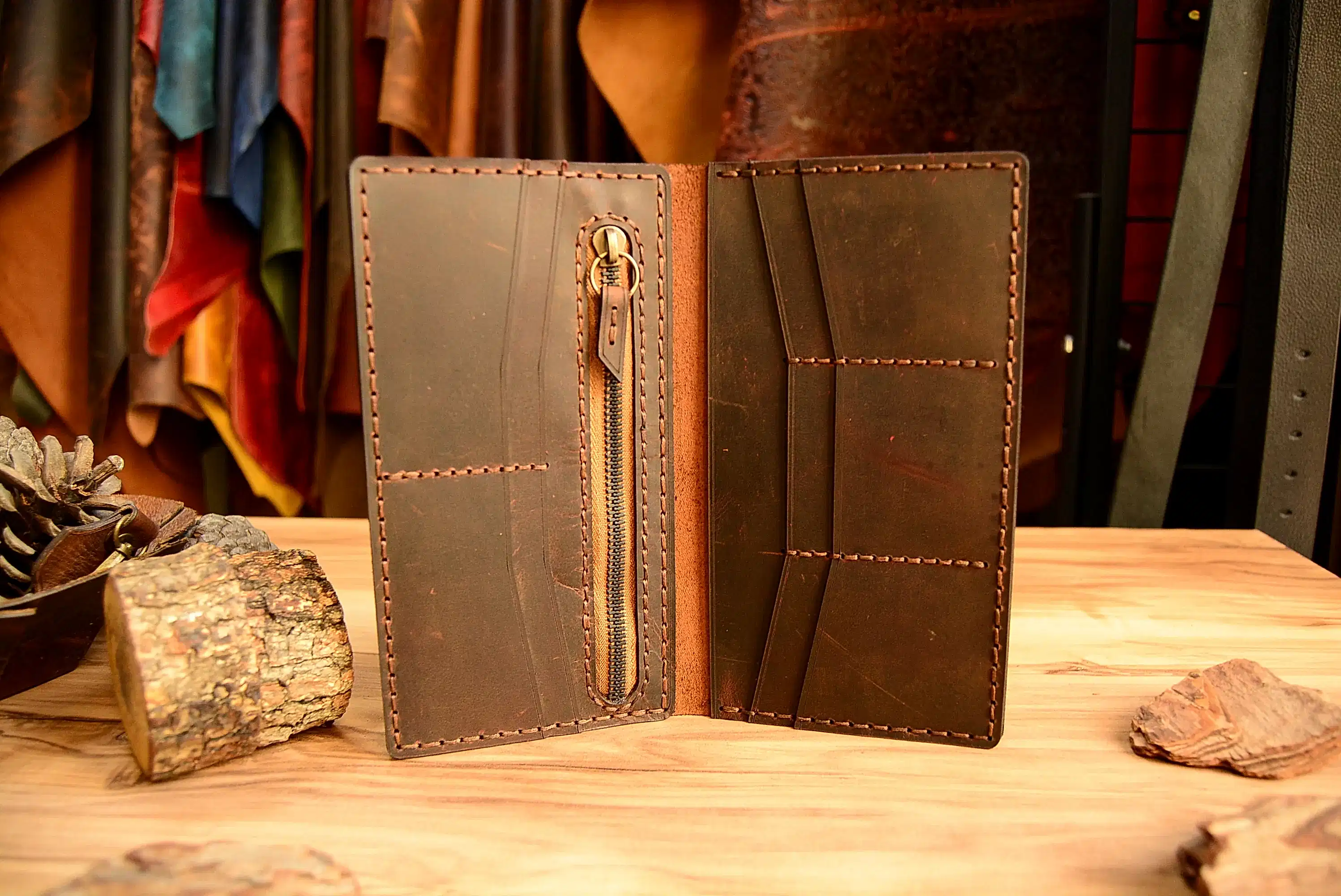 hakiki deri el yapimi ıperion uzun deri uzun cüzdan