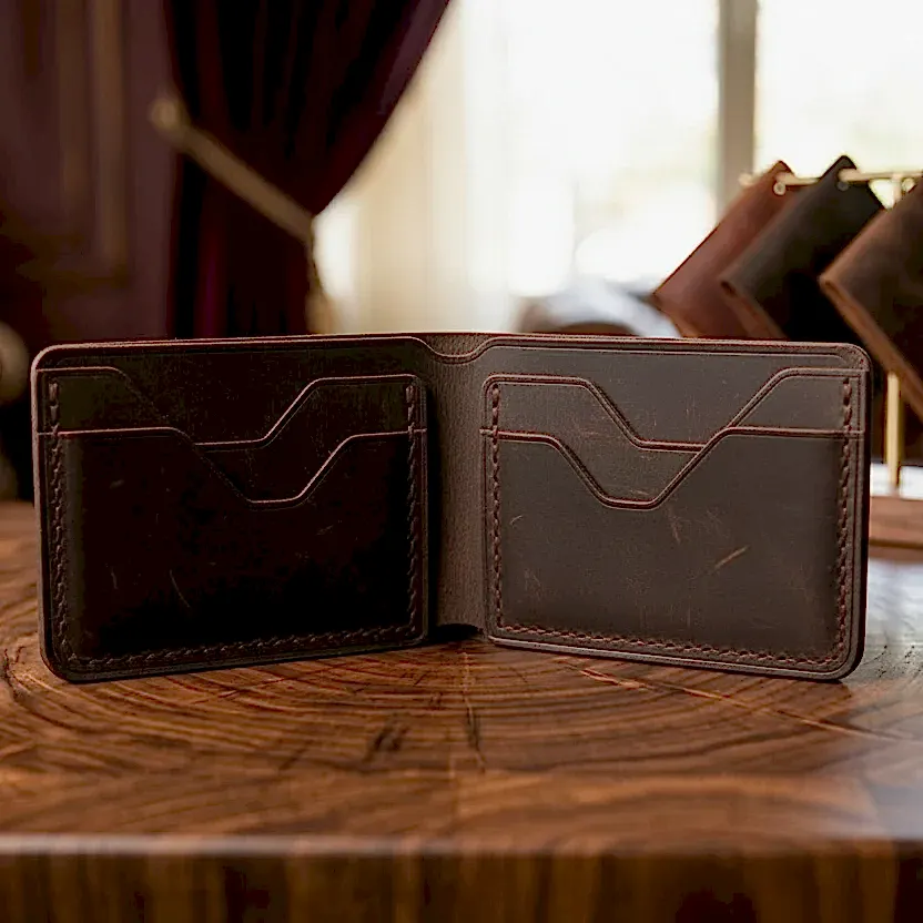 Ism V-2 Cüzdan Katlanır Tasarım Hakiki Deri El Yapımı