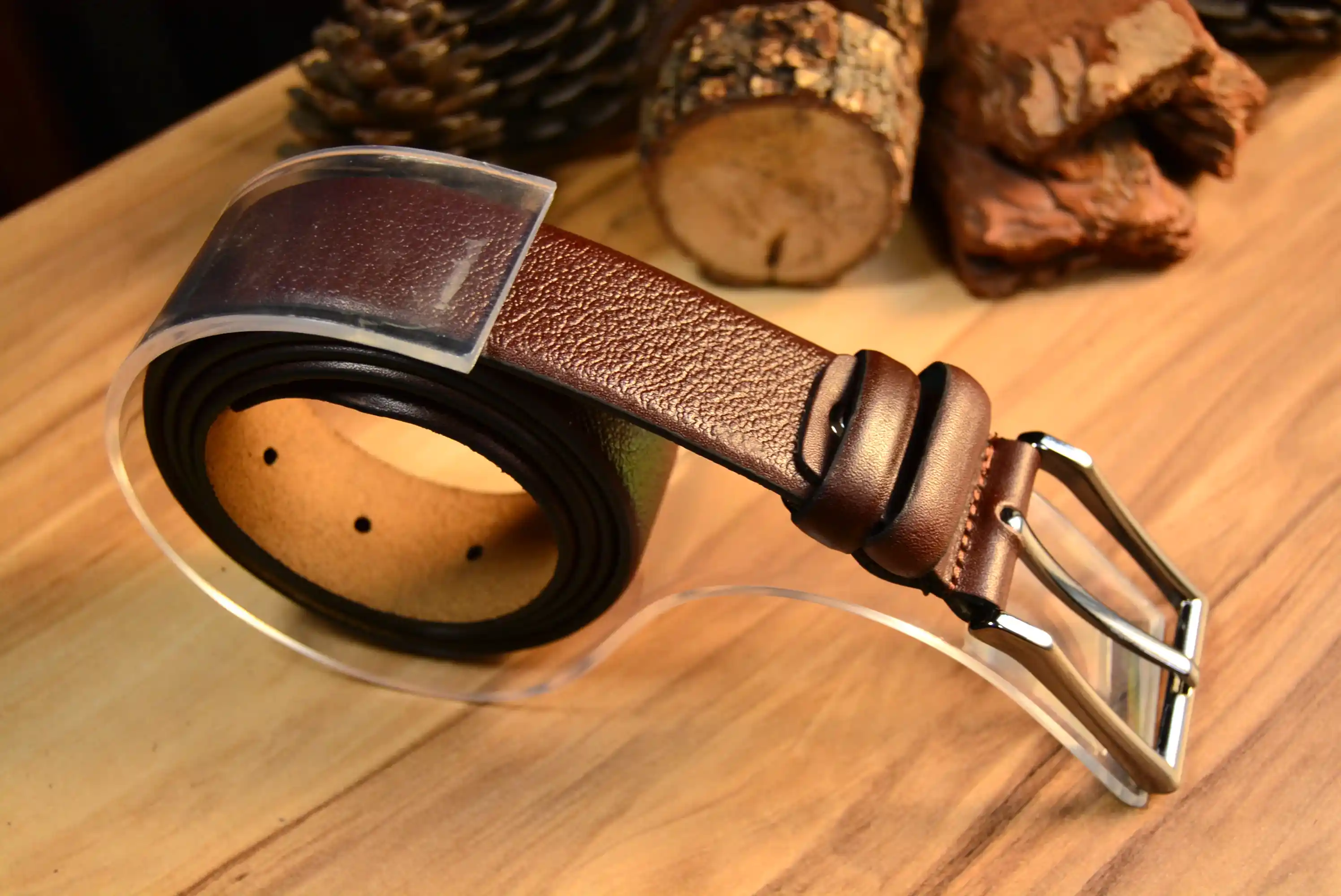 Kahverengi Deri Kemer Hakiki Deri El Yapımı Klasik