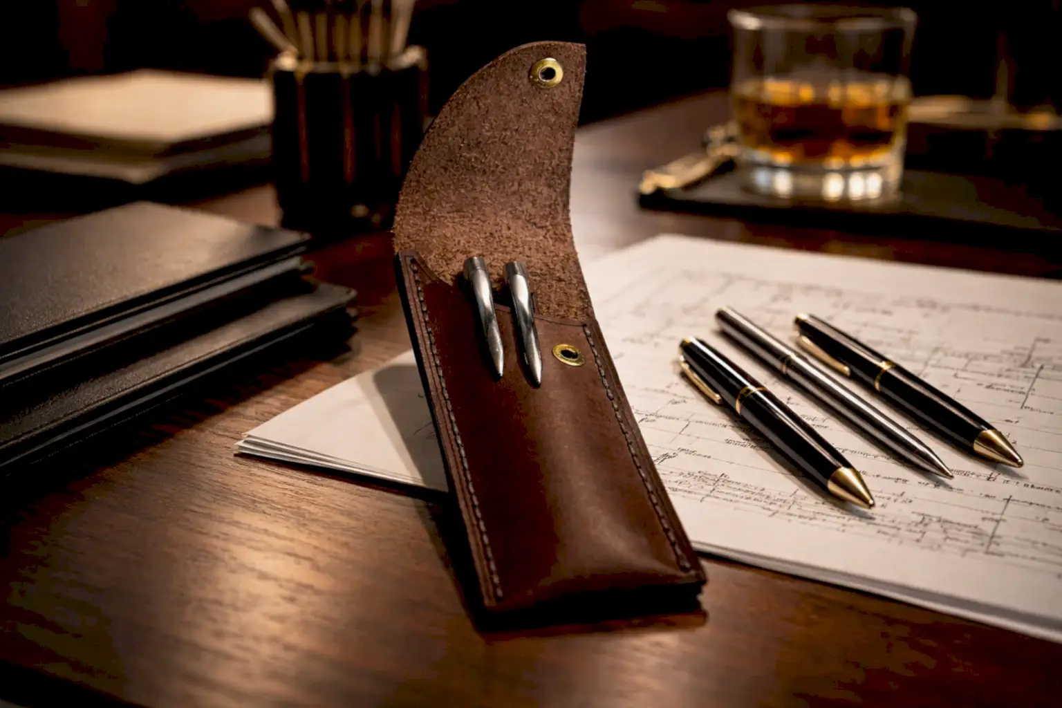 Deri Kalemlik V-1 Hakiki El Dikişi Çıtçıtlı Kompakt