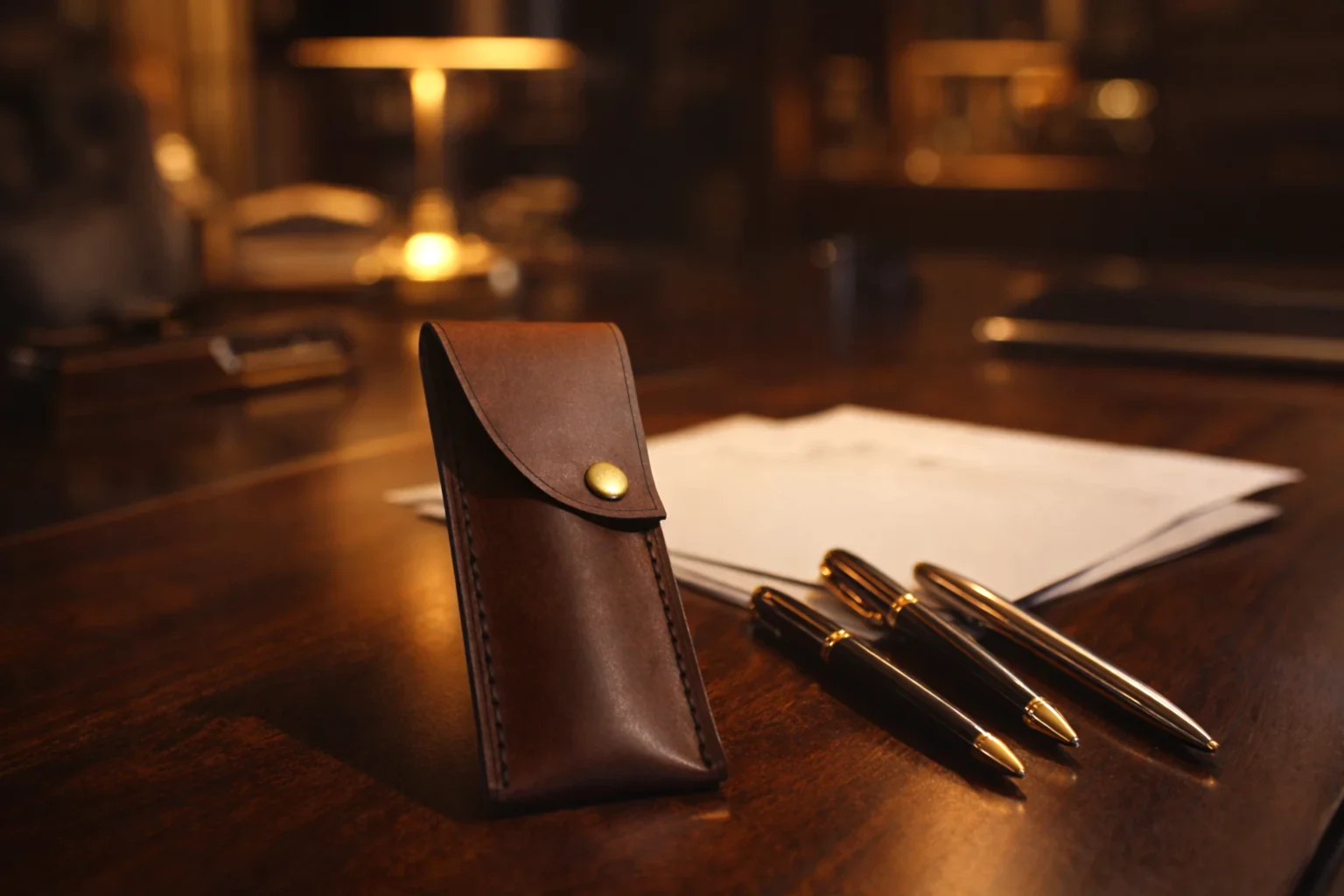 Deri Kalemlik V-1 Hakiki El Dikişi Çıtçıtlı Kompakt