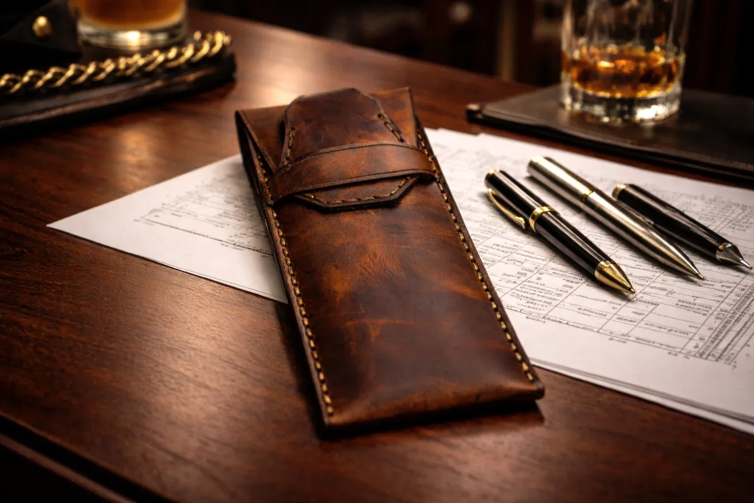 hakiki deri el yapimi deri kalemlik v-2 – şık ve dayanıklı kalem kılıfı