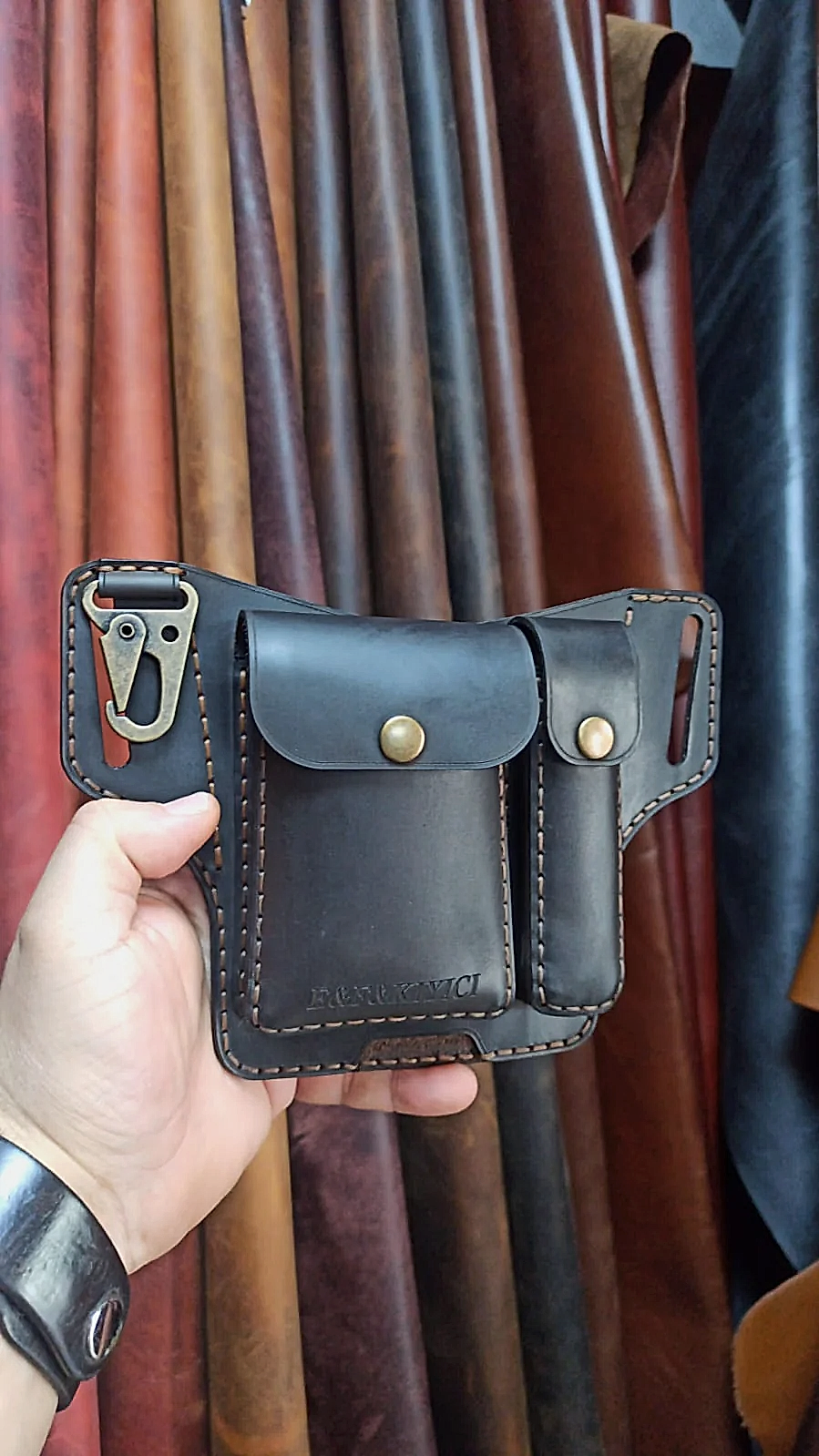 Tactical Kemer Çantası Hakiki Deri El Yapımı Fonksiyonel