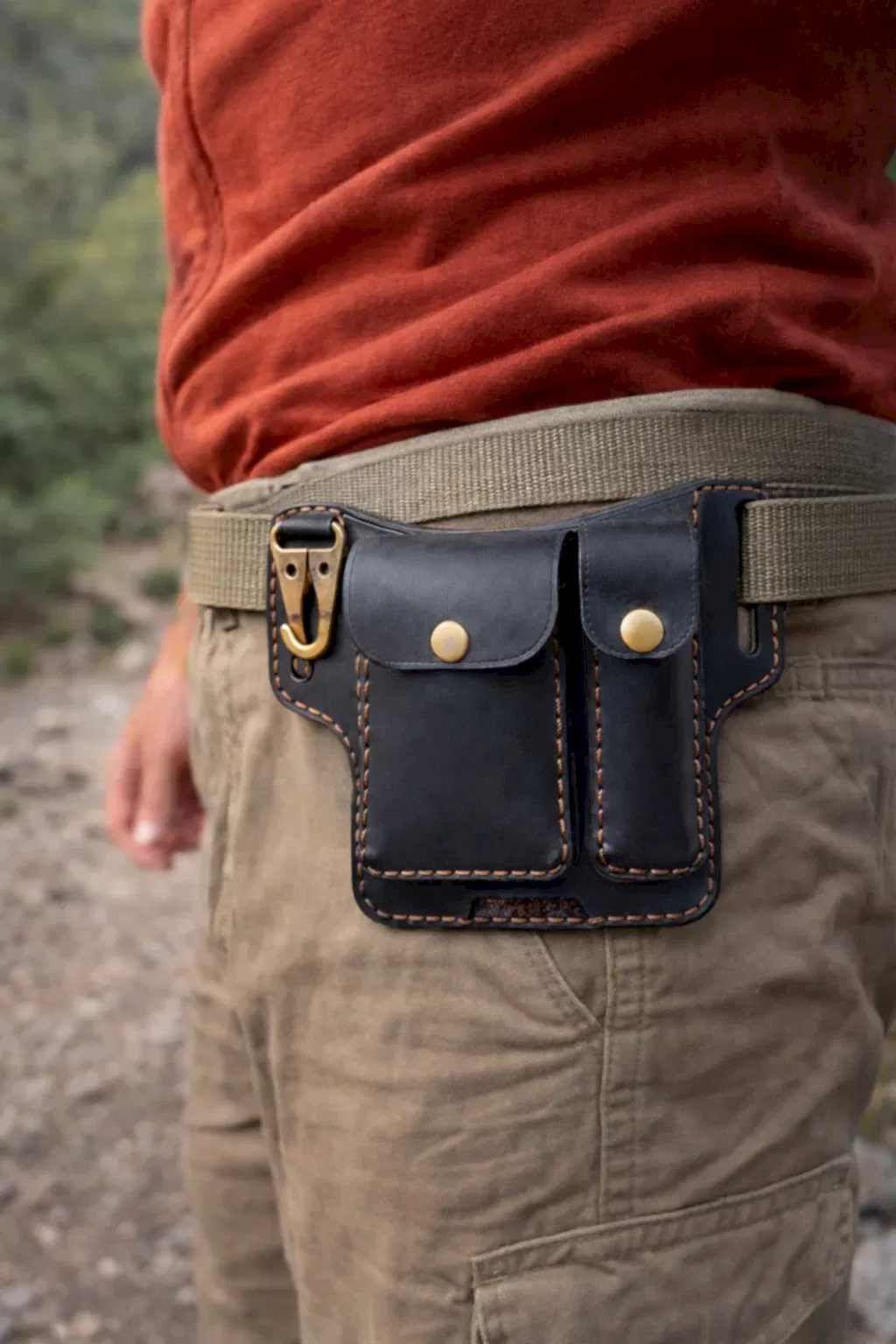 hakiki deri el yapimi hakiki deri tactical kemer çantası