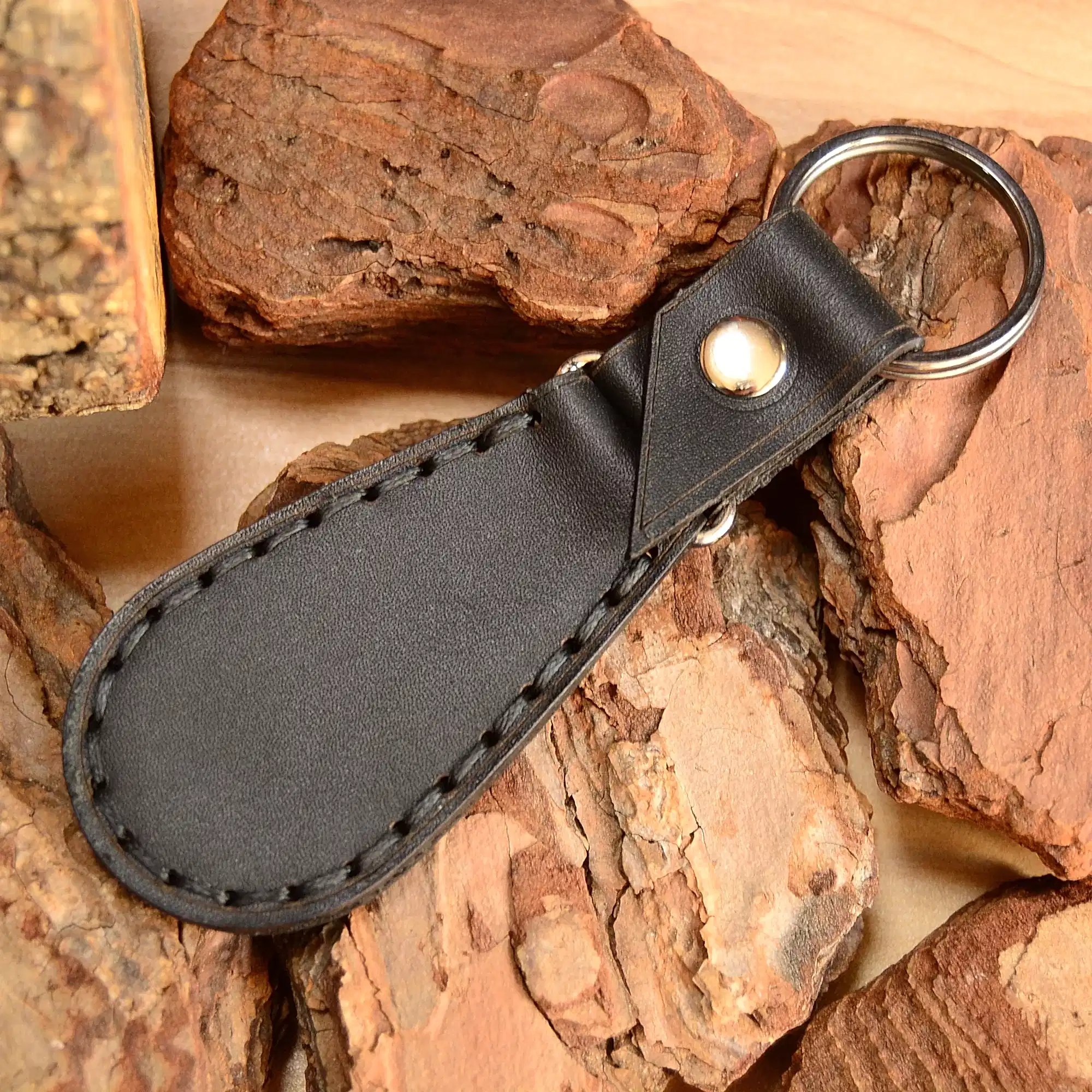 hakiki deri el yapimi klasik deri anahtarlık – el dikişi