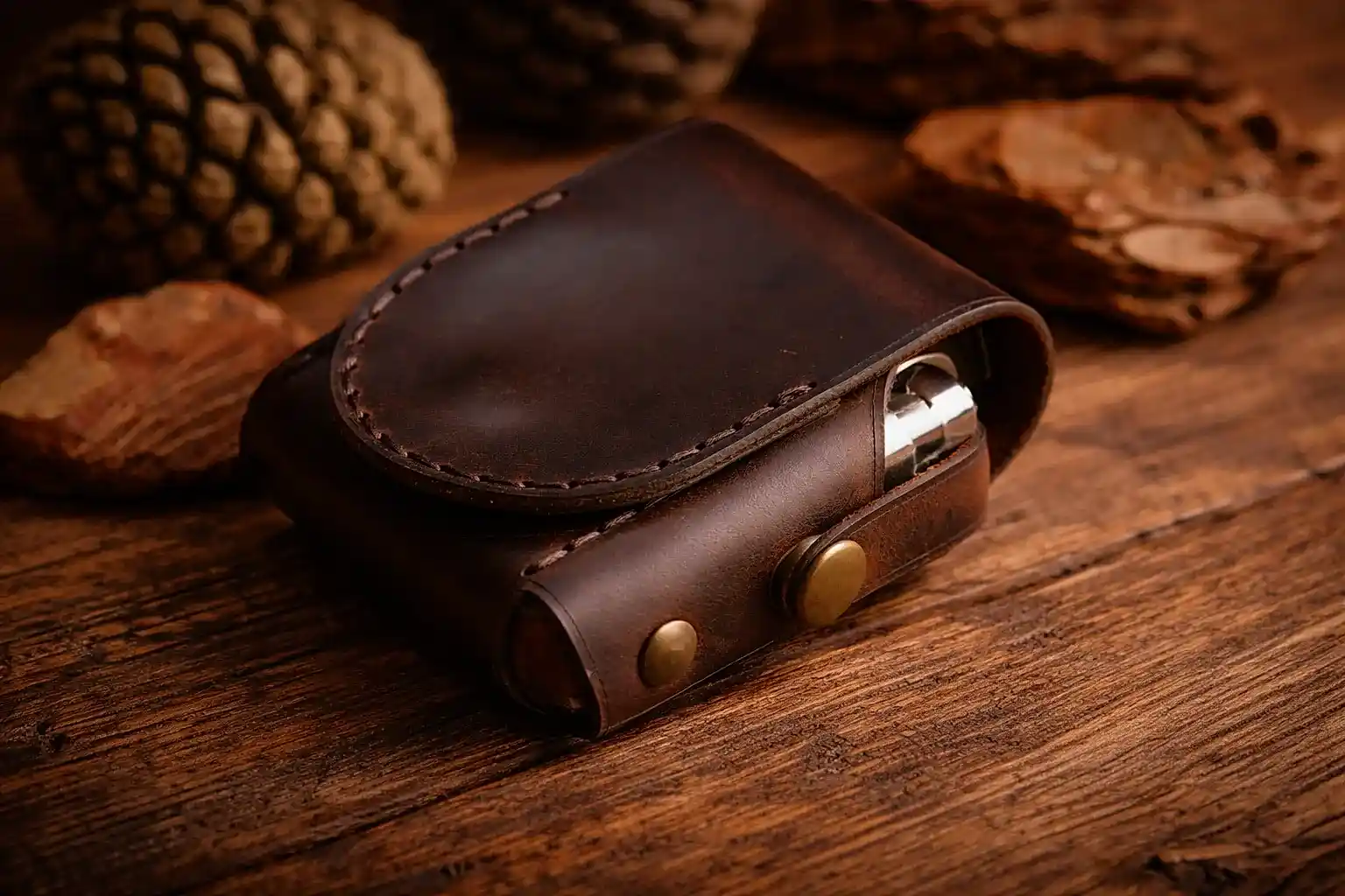 hakiki deri el yapimi deri kısa sigara paketi kılıfı – çakmak bölmeli deri sigara taşıma kılıfı