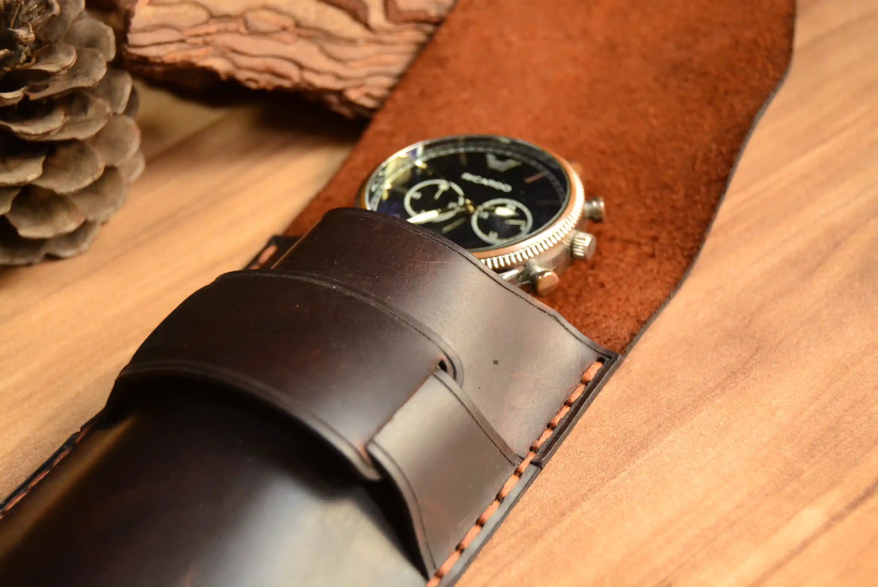 Kol Saati Kılıfı Tekli Hakiki Deri El Yapımı