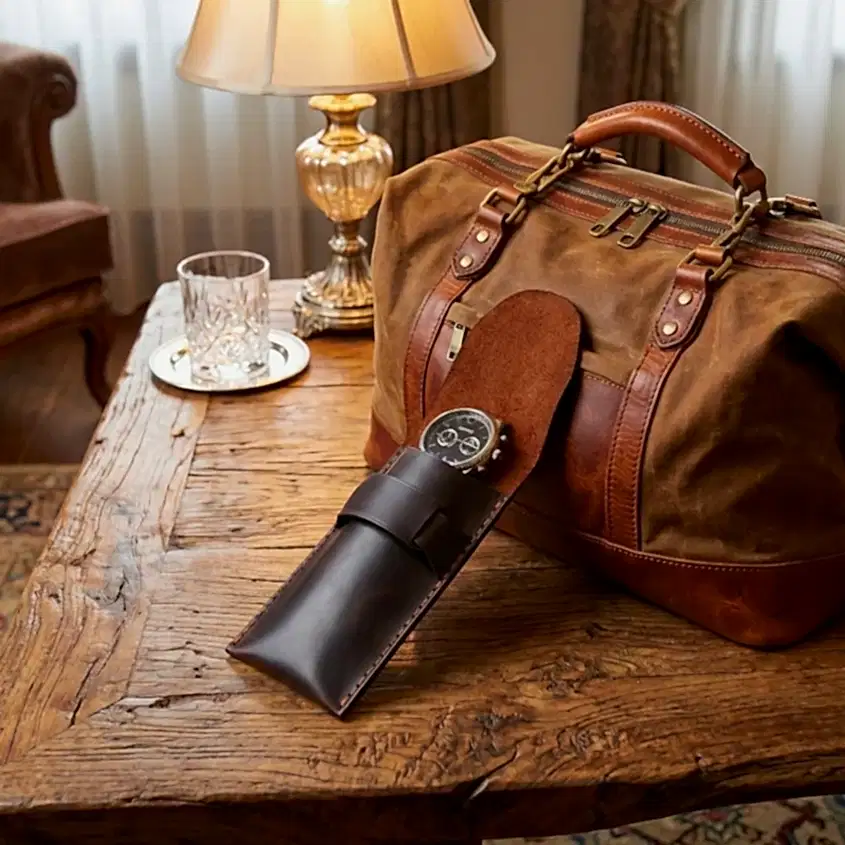 hakiki deri el yapimi kol saati kılıfı tekli deri