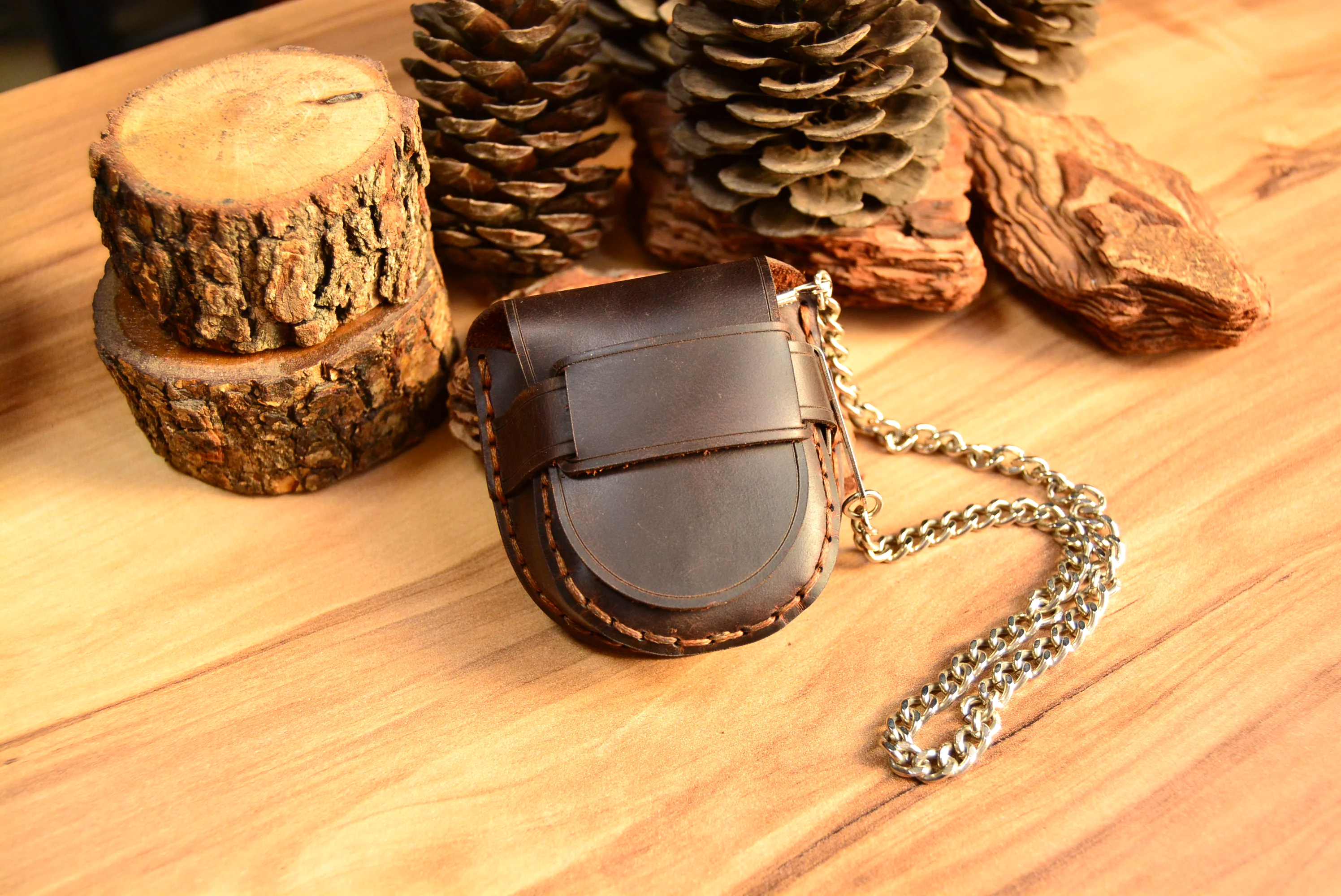 Köstekli Saat Kılıfı El Yapımı Hakiki Deri Vintage