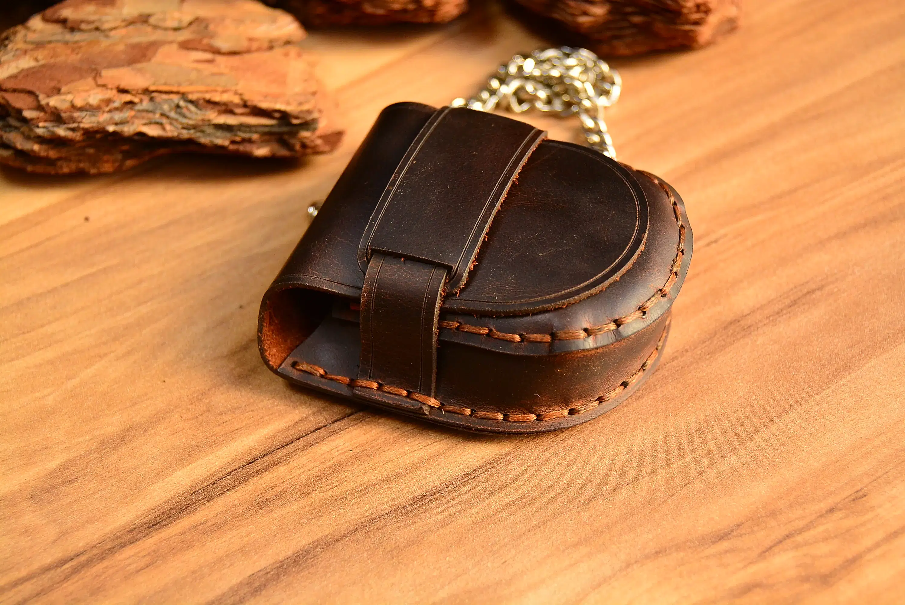 Köstekli Saat Kılıfı El Yapımı Hakiki Deri Vintage