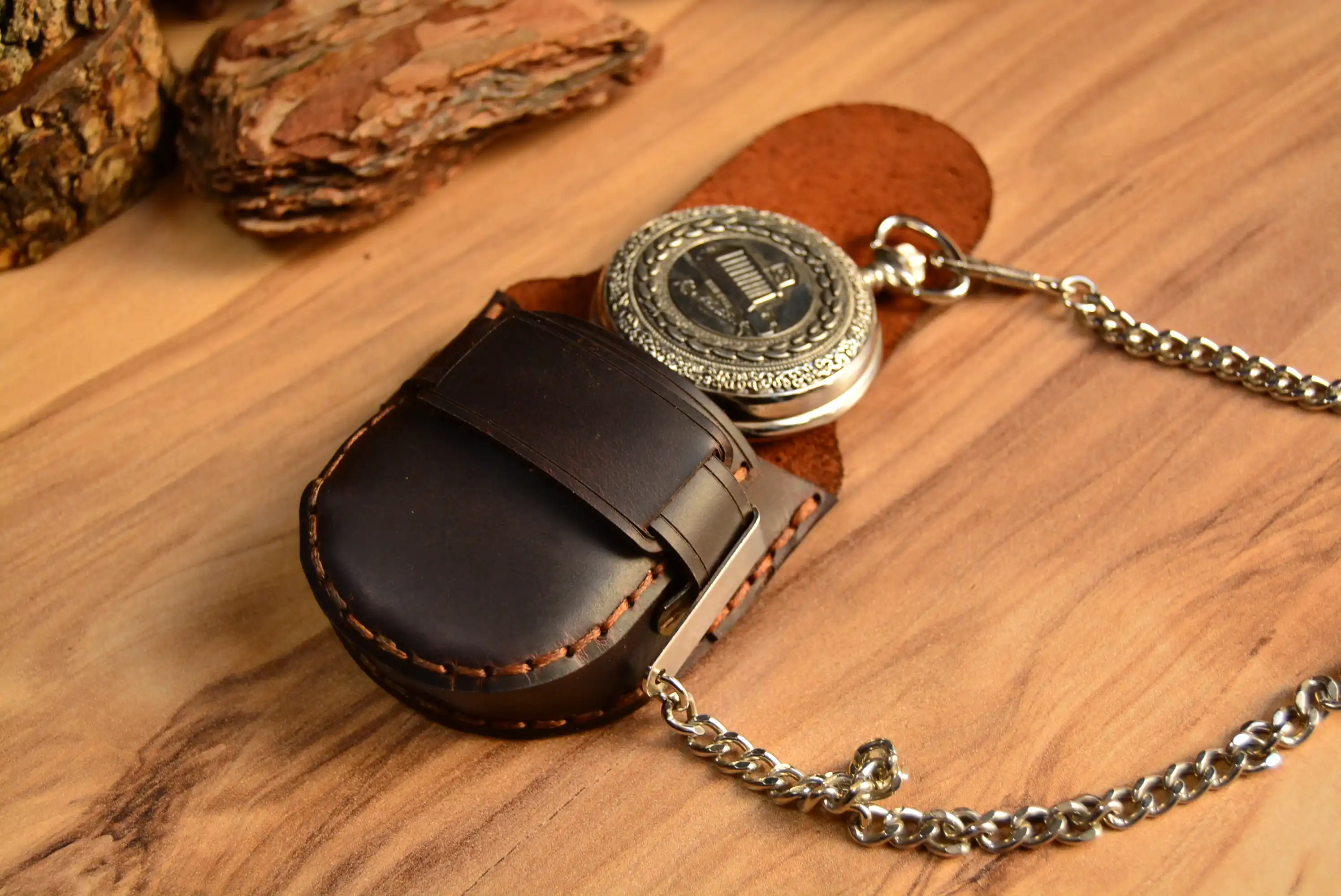 hakiki deri el yapimi köstekli saat kılıfı deri saat kılıfı