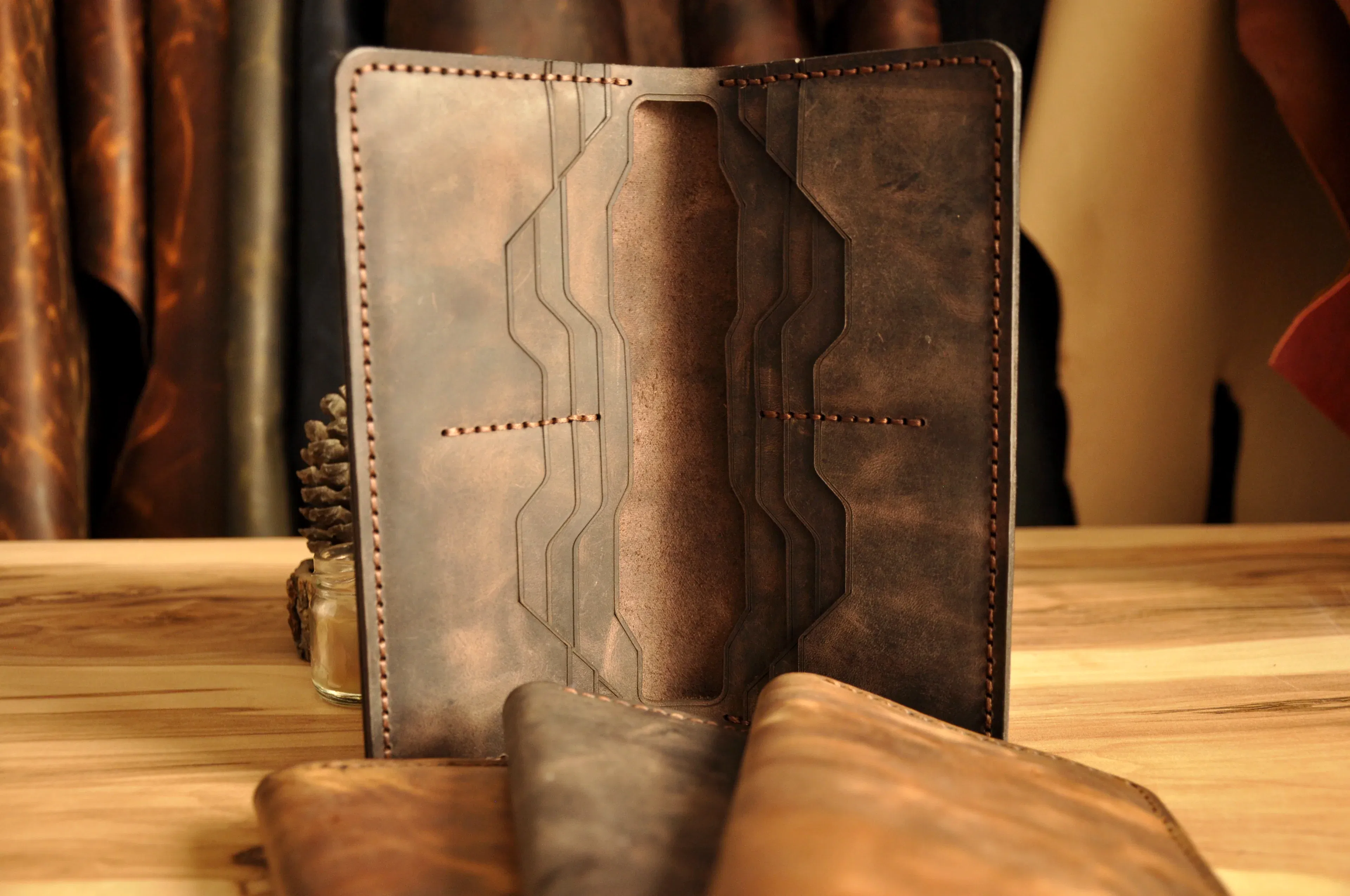 Krios Uzun Cüzdan Hakiki Deri El Yapımı