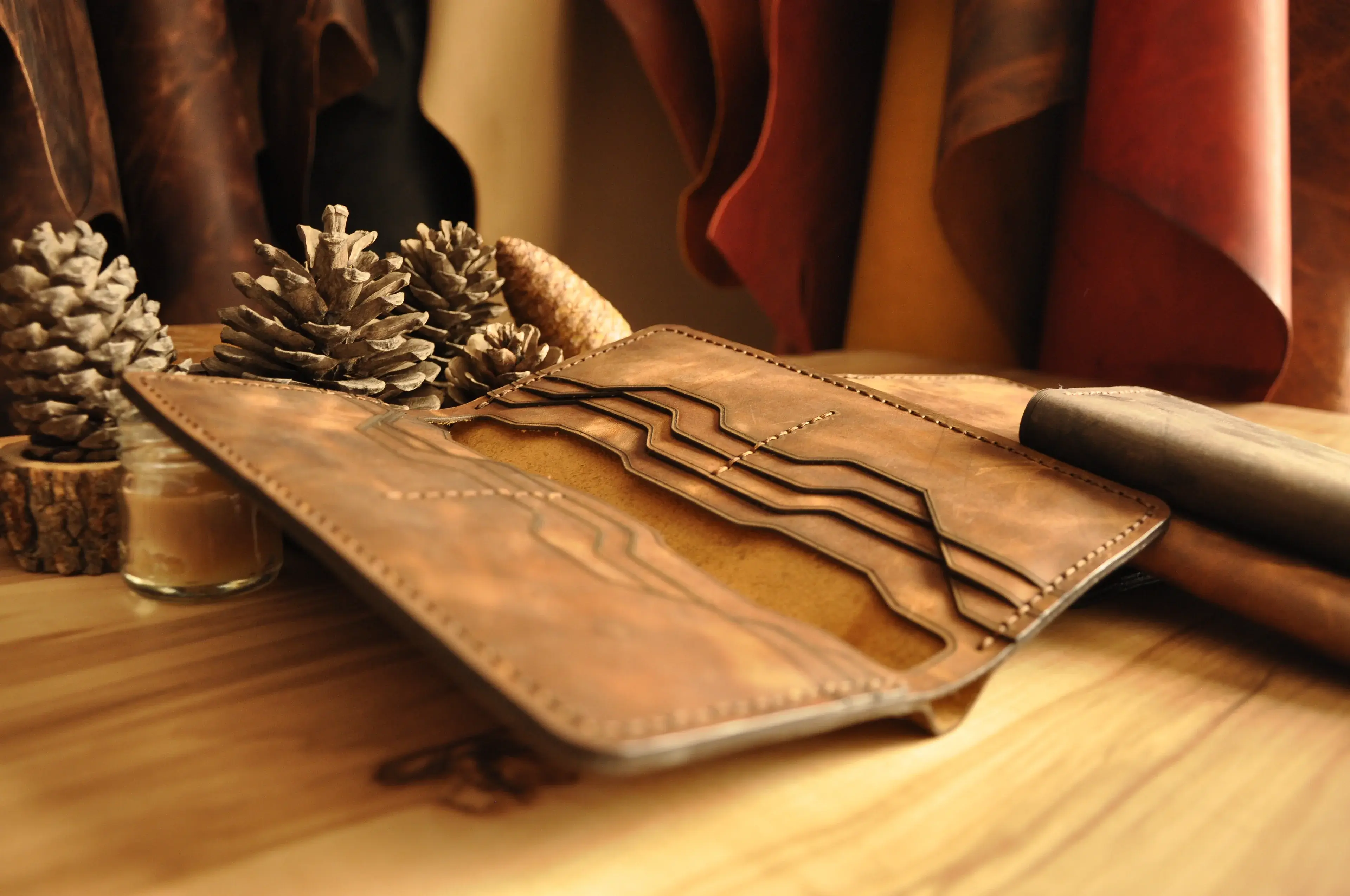 Krios Uzun Cüzdan Hakiki Deri El Yapımı