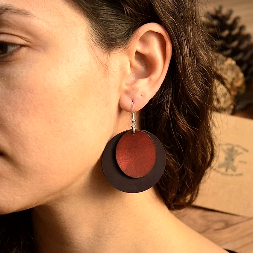 hakiki deri el yapimi küpe v-3 deri